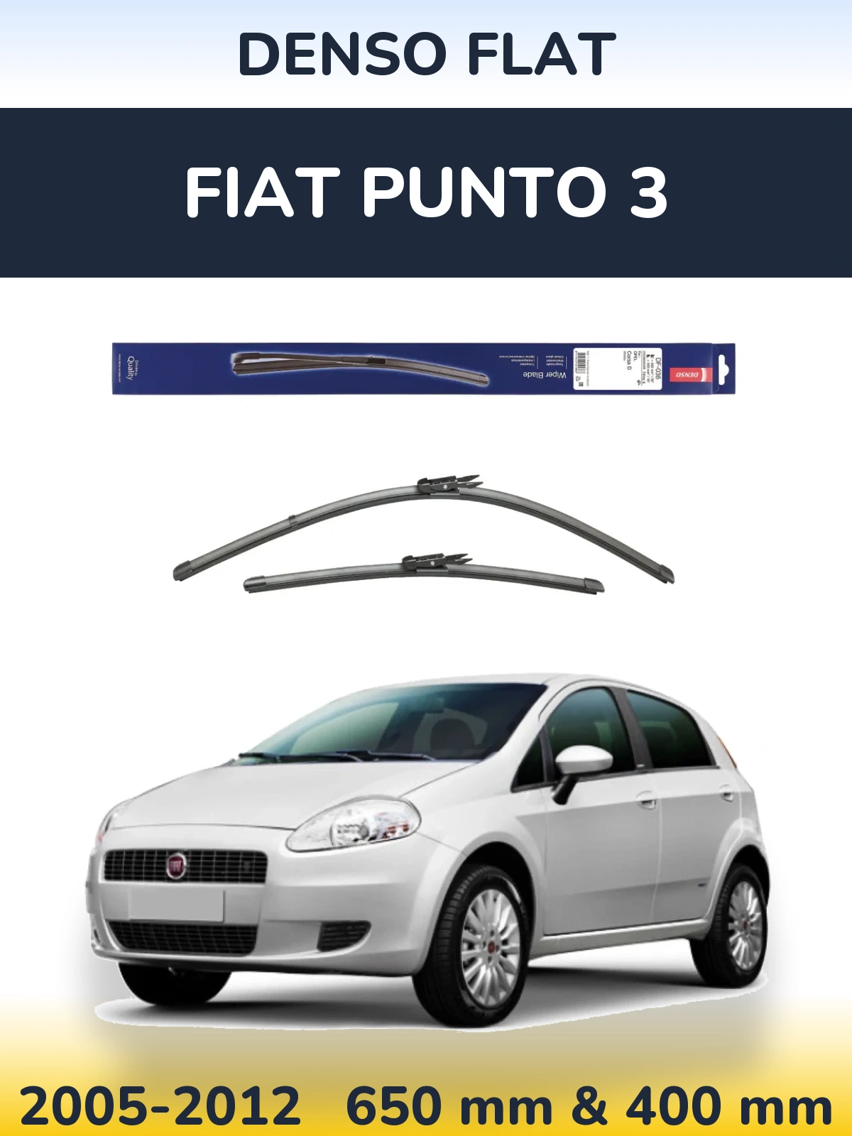 Комплект передніх щіток Denso Flat 650 & 400 мм для Fiat Punto 3 2005-2012
