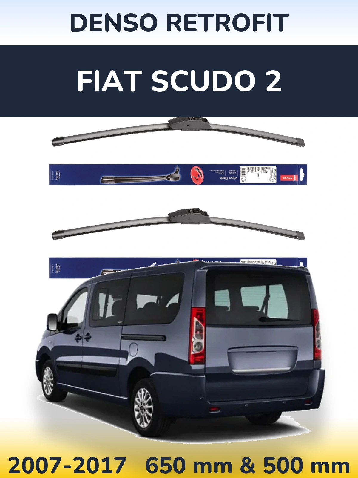 Комплект передних дворников Denso Retrofit 650 & 500 мм для Fiat Scudo 2 2007-2017