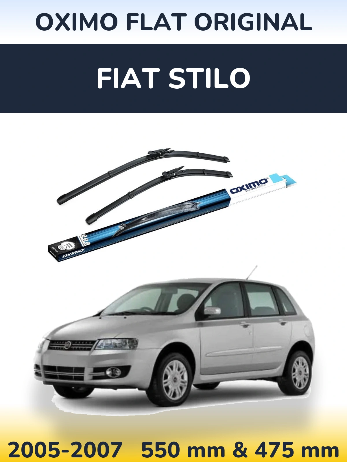 Комплект передніх щіток Oximo Flat Original 550 & 475 мм для Fiat Stilo 2005-2007