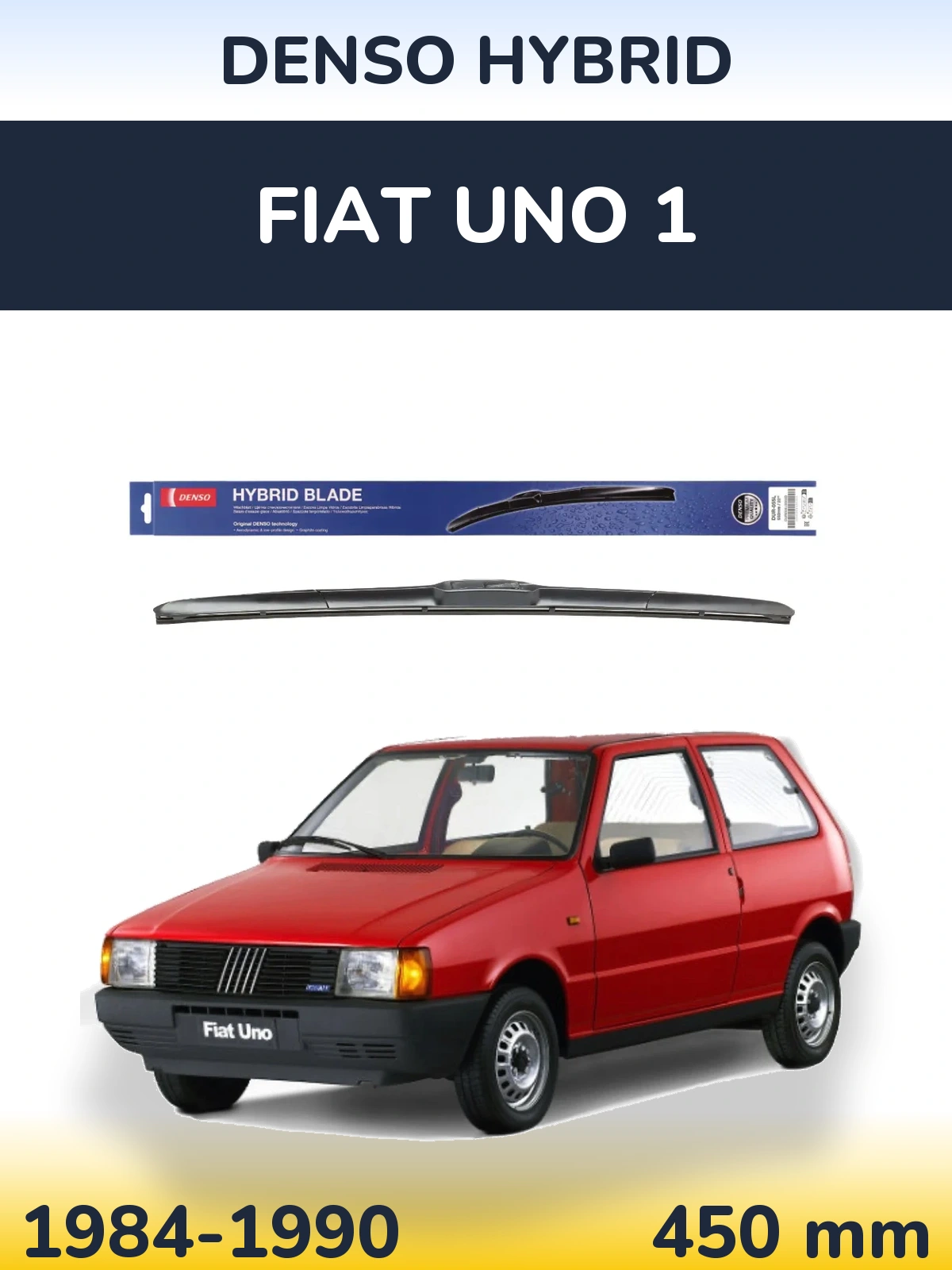 Front wiper blade Denso Hybrid 450 mm for Fiat Uno 1 1984-1990