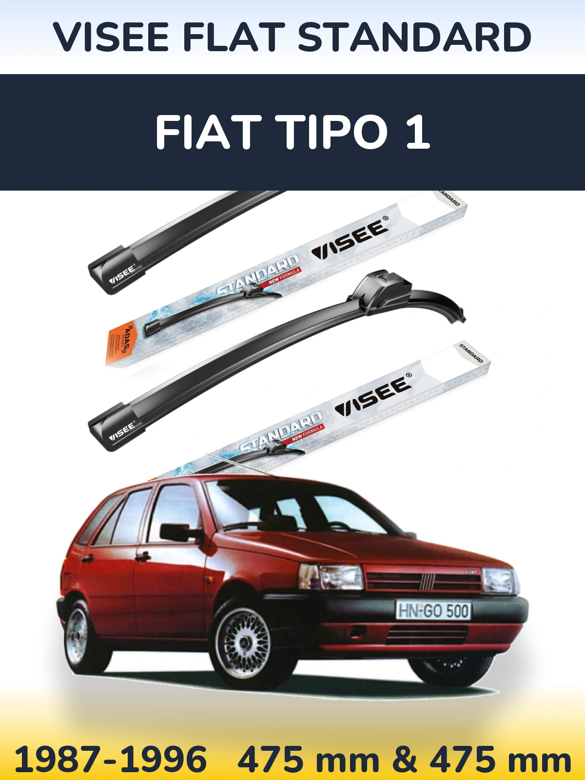 Комплект передніх щіток VISEE FLAT STANDARD 475 & 475 мм для Fiat Tipo 1 1987-1996