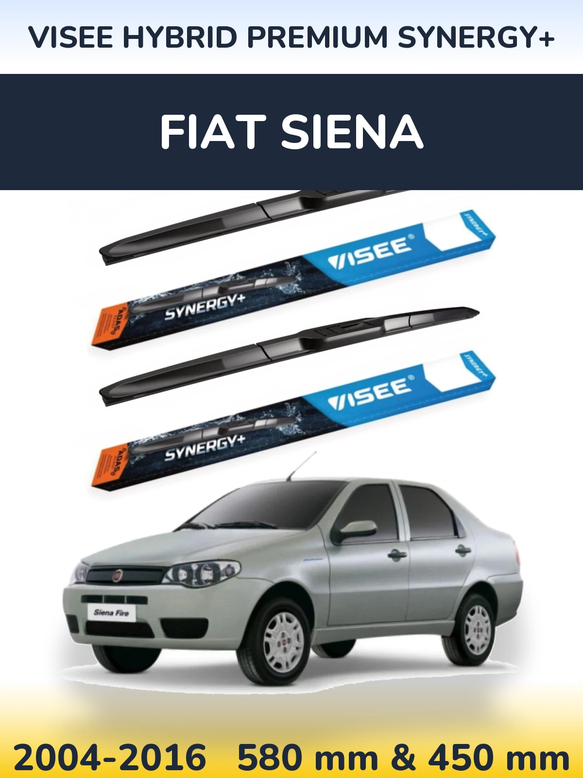 Комплект передніх щіток VISEE HYBRID PREMIUM SYNERGY+ 580 & 450 мм для Fiat Siena 2004-2016