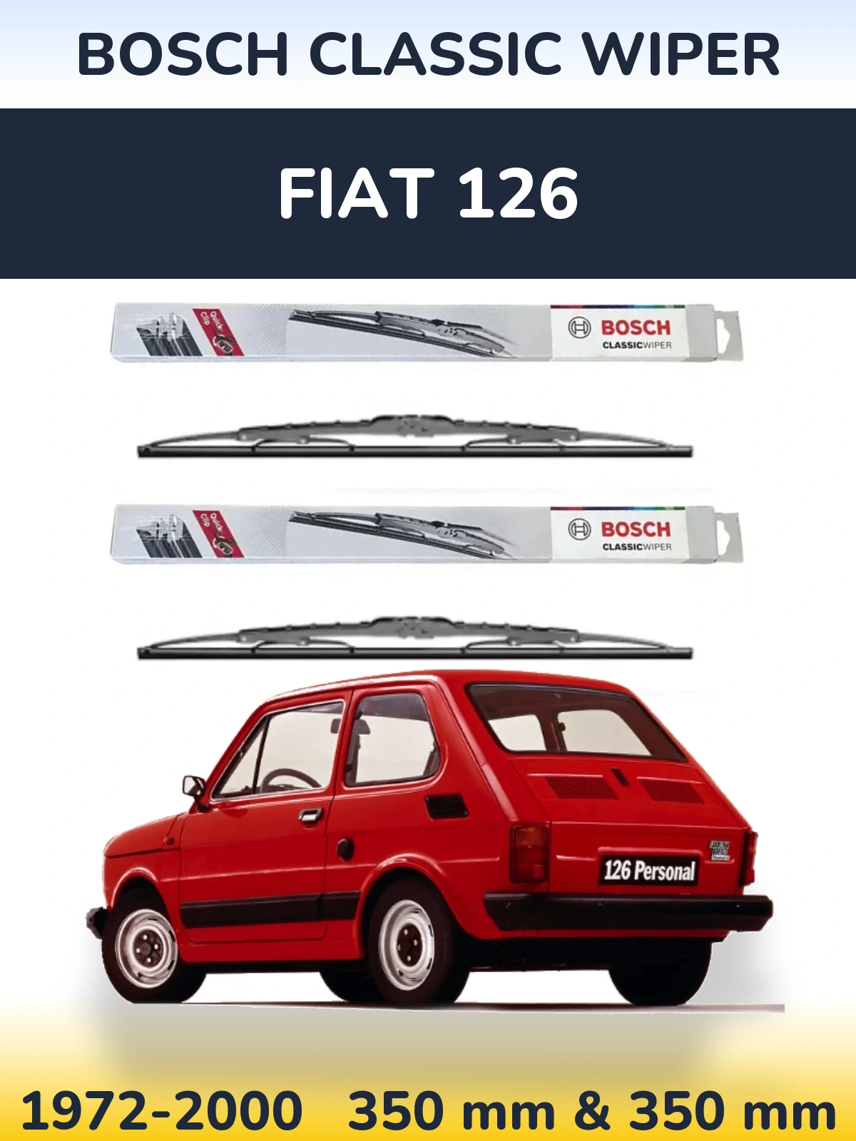 Комплект передніх щіток BOSCH Classic Wiper 340 & 340 мм для Fiat 126 1972-2000