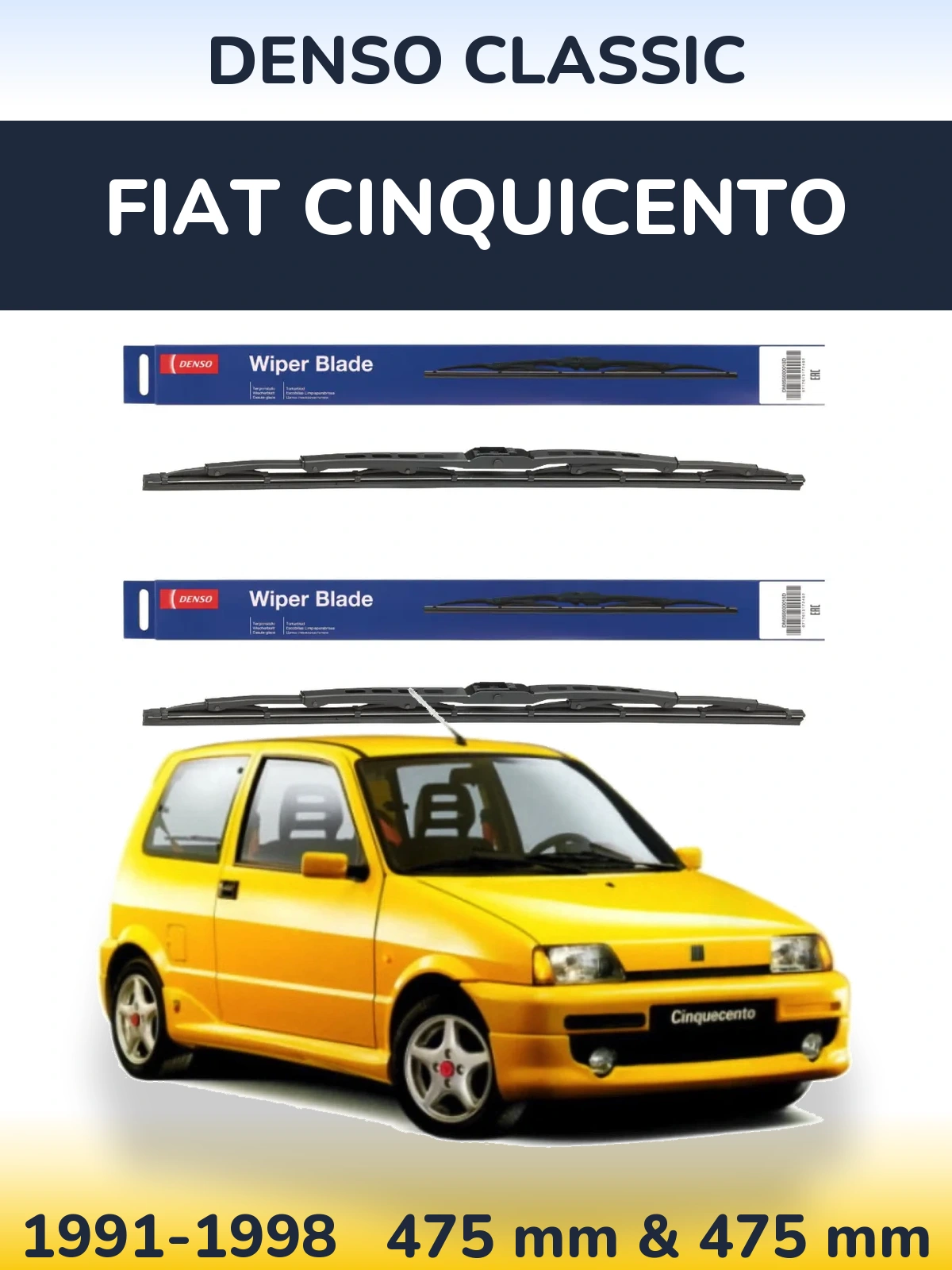 Комплект передніх щіток Denso Classic 475 & 475 мм для Fiat Cinquicento 1991-1998