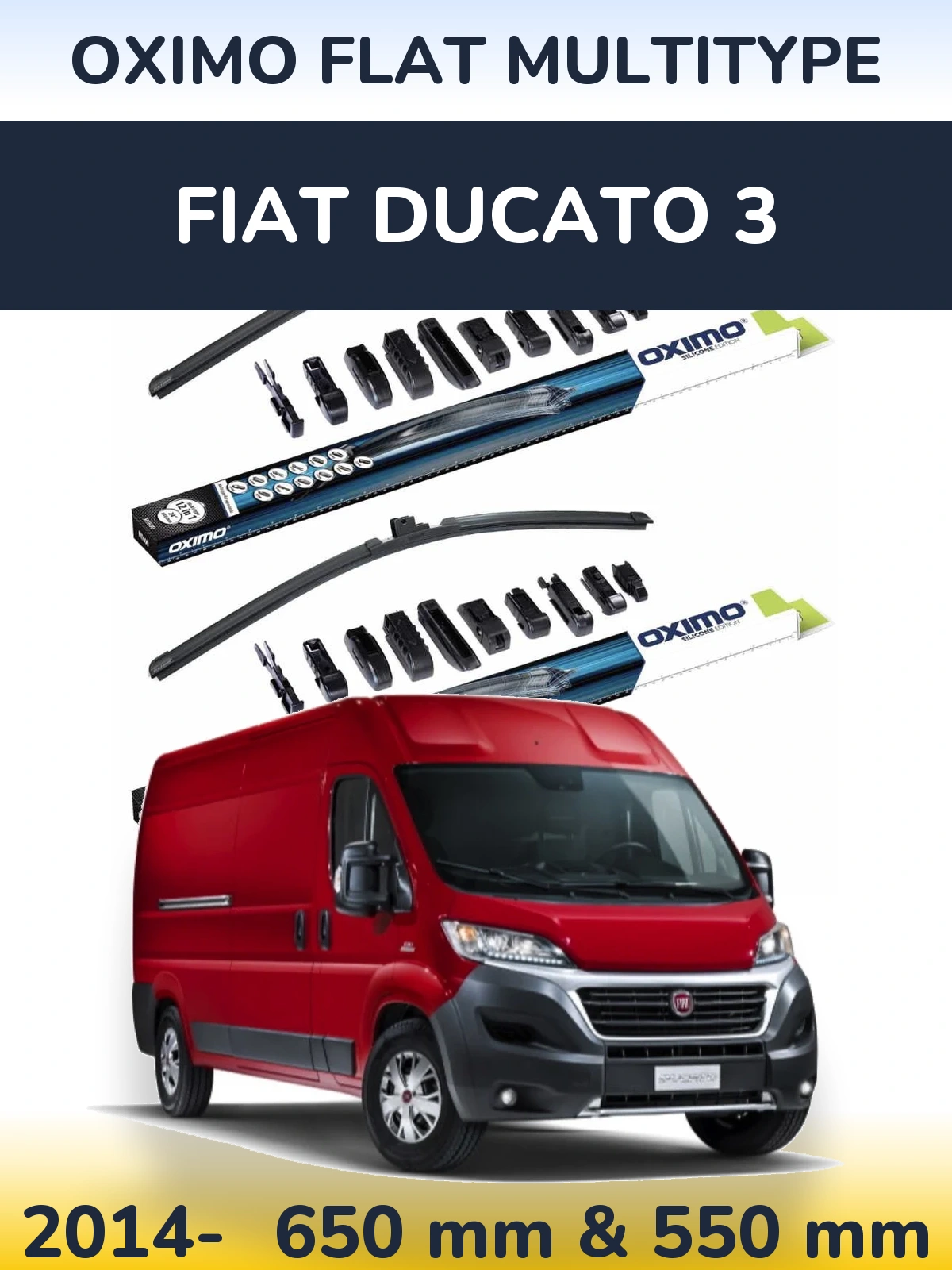 Front wiper blade set Oximo Flat MultiTüüpe 650 & 550 mm for Fiat Ducato 3 2014-2026