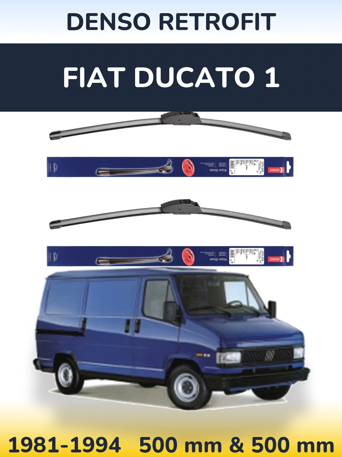 Комплект передніх щіток Denso Retrofit 500 & 500 мм для Fiat Ducato 1 1981-1994