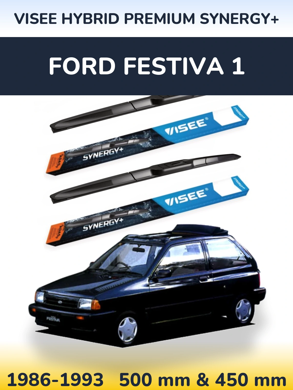 Комплект передних дворников VISEE HYBRID PREMIUM SYNERGY+ 500 & 450 мм для Ford Festiva 1 1986-1993