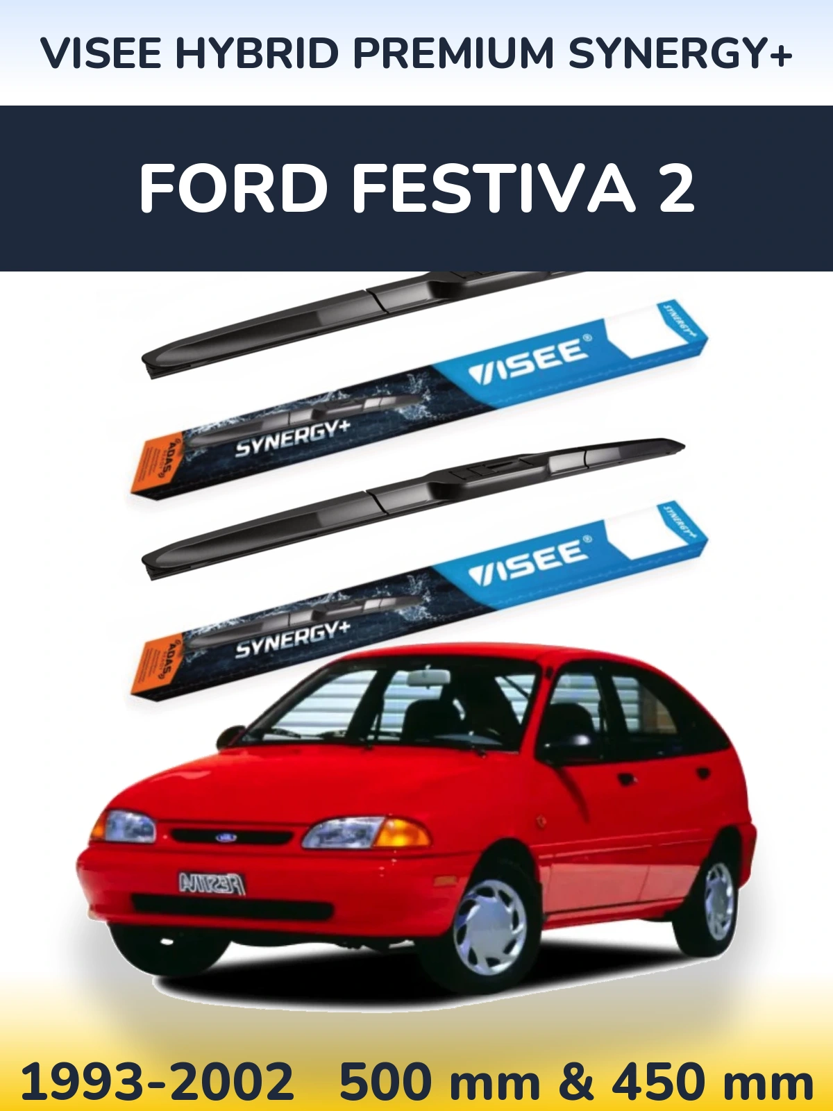 Комплект передних дворников VISEE HYBRID PREMIUM SYNERGY+ 500 & 450 мм для Ford Festiva 2 1993-2002