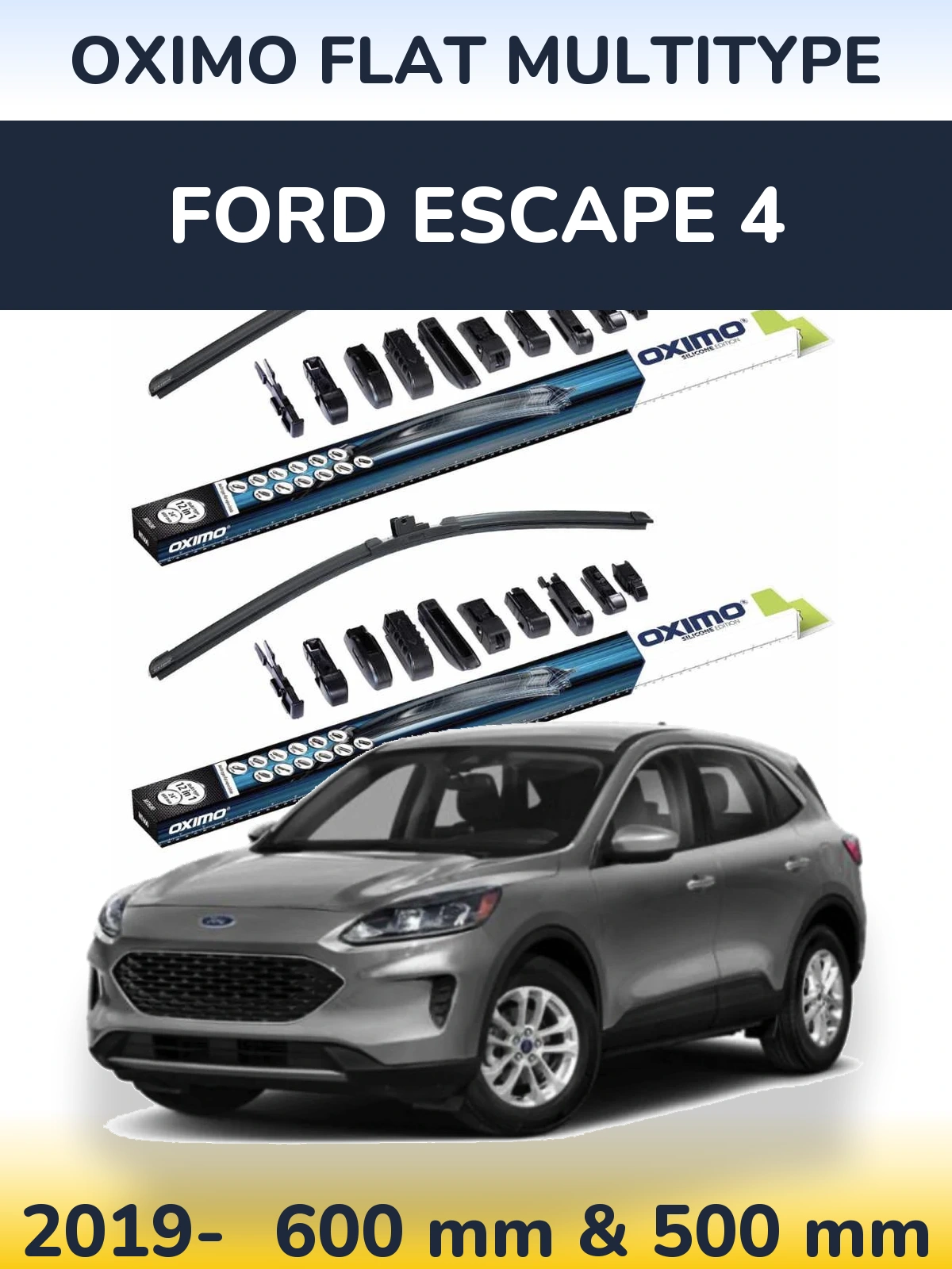 Front wiper blade set Oximo Flat MultiTüüpe 600 & 500 mm for Ford Escape 4 2019-2026