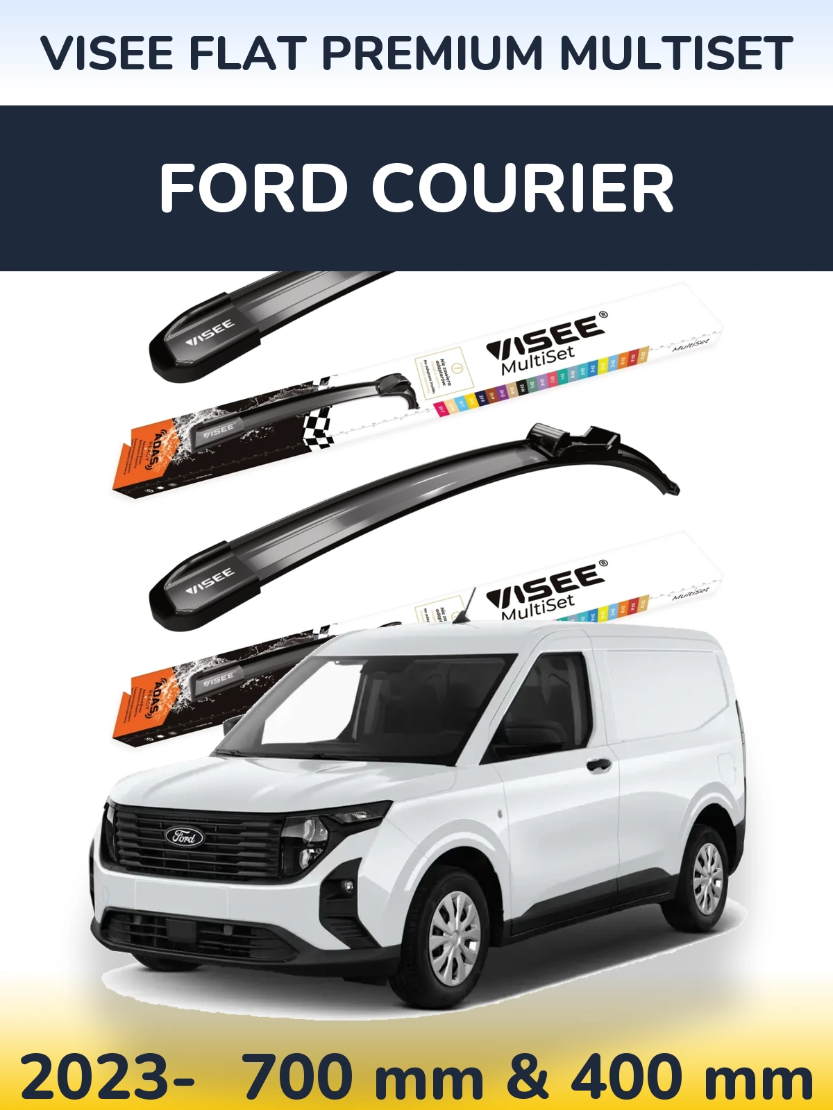 Комплект передних дворников VISEE FLAT PREMIUM MultiSet 700 & 400 мм для Ford Courier 2023-2026