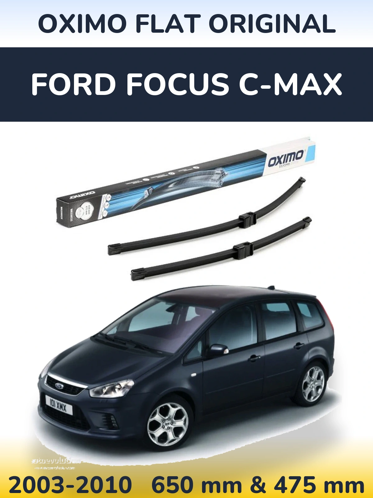 Комплект передних дворников Oximo Flat Original 650 & 475 мм для Ford Focus C-MAX 2003-2010