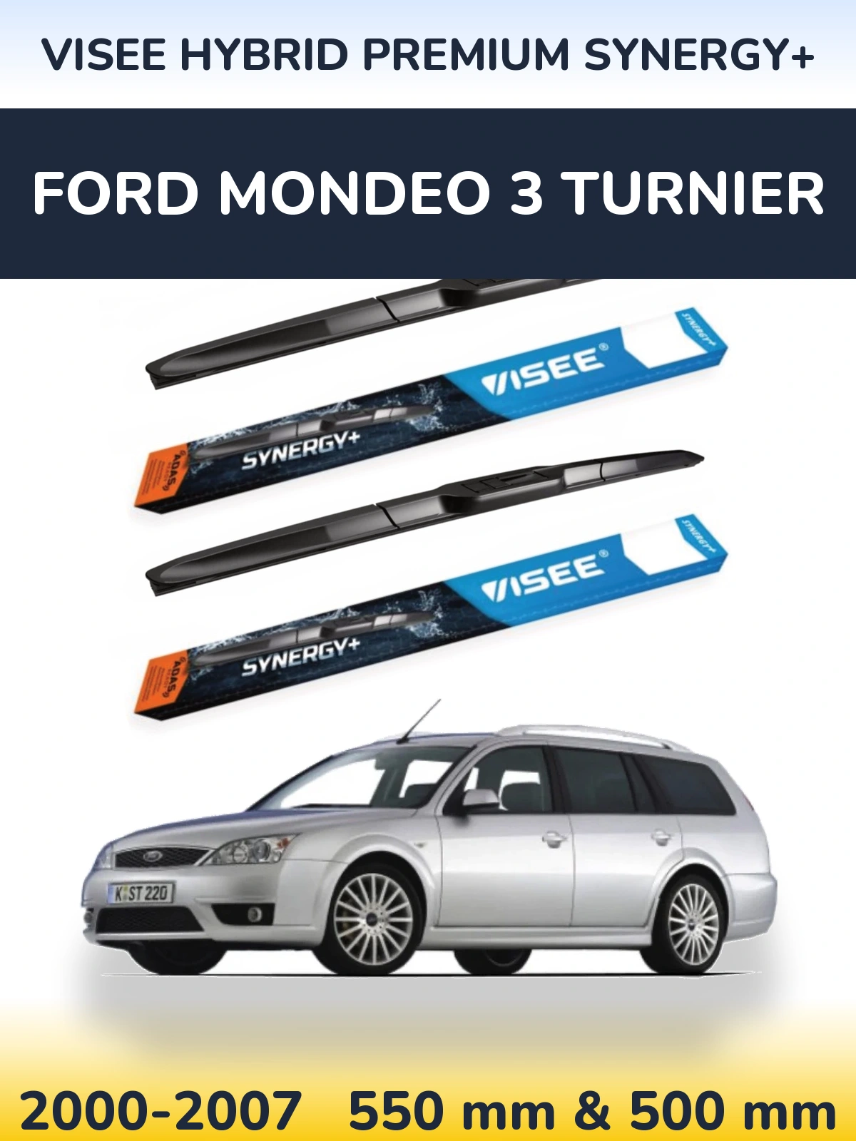 Комплект передних дворников VISEE HYBRID PREMIUM SYNERGY+ 550 & 500 мм для Ford Mondeo 3 Turnier 2000-2007