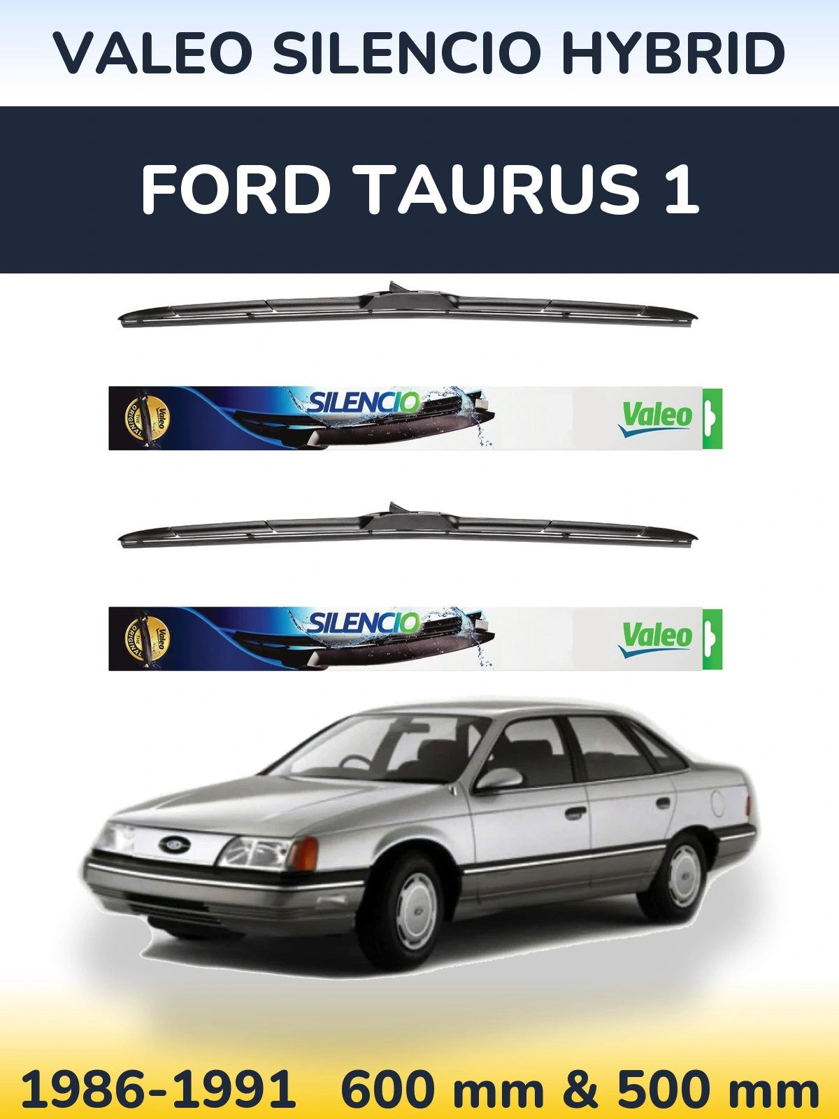 Комплект передних дворников Valeo Silencio Hybrid 600 & 500 мм для Ford Taurus 1 1986-1991