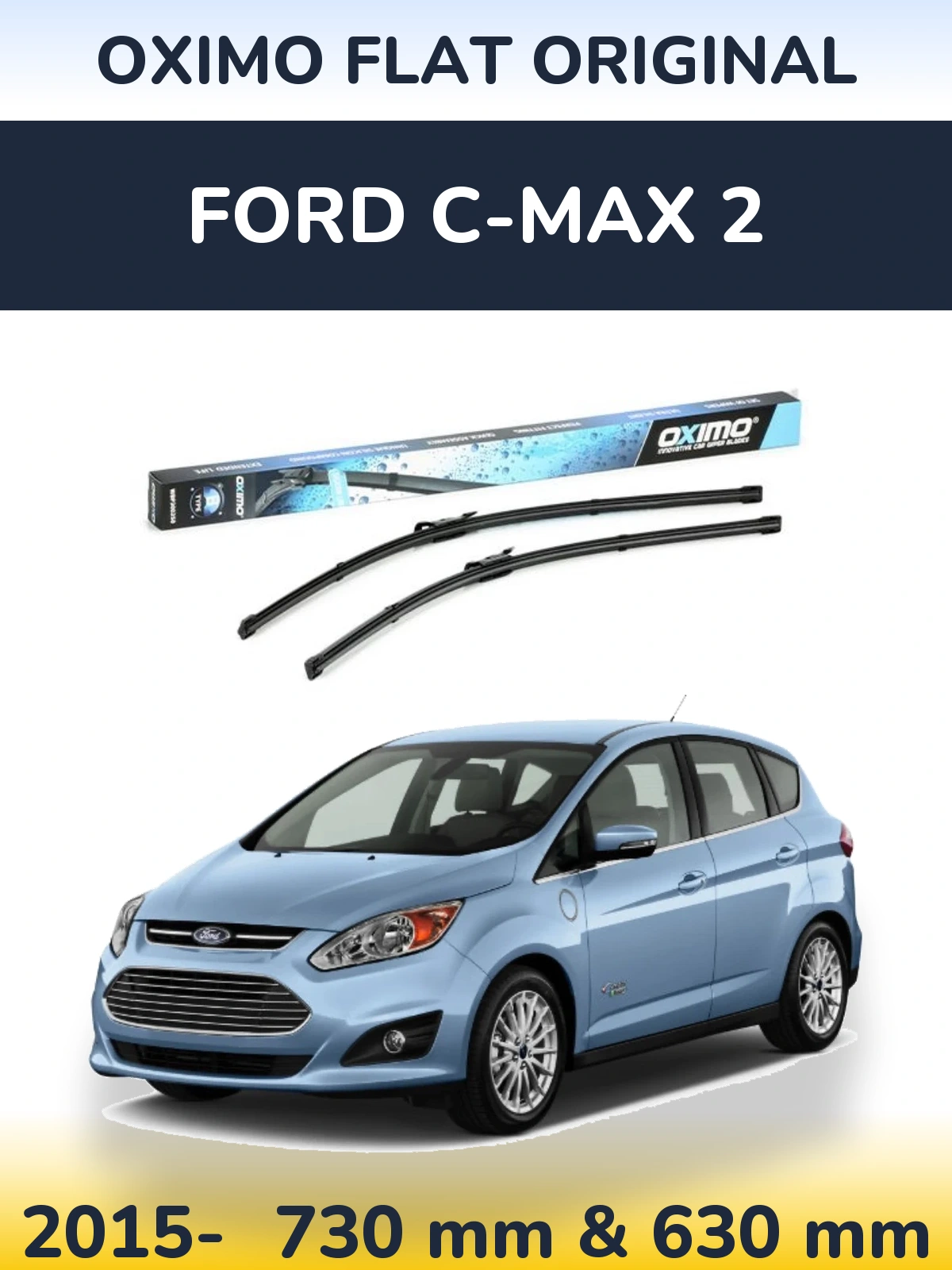 Комплект передніх щіток Oximo Flat Original 700 & 650 мм для Ford C-MAX 2 2015-2026