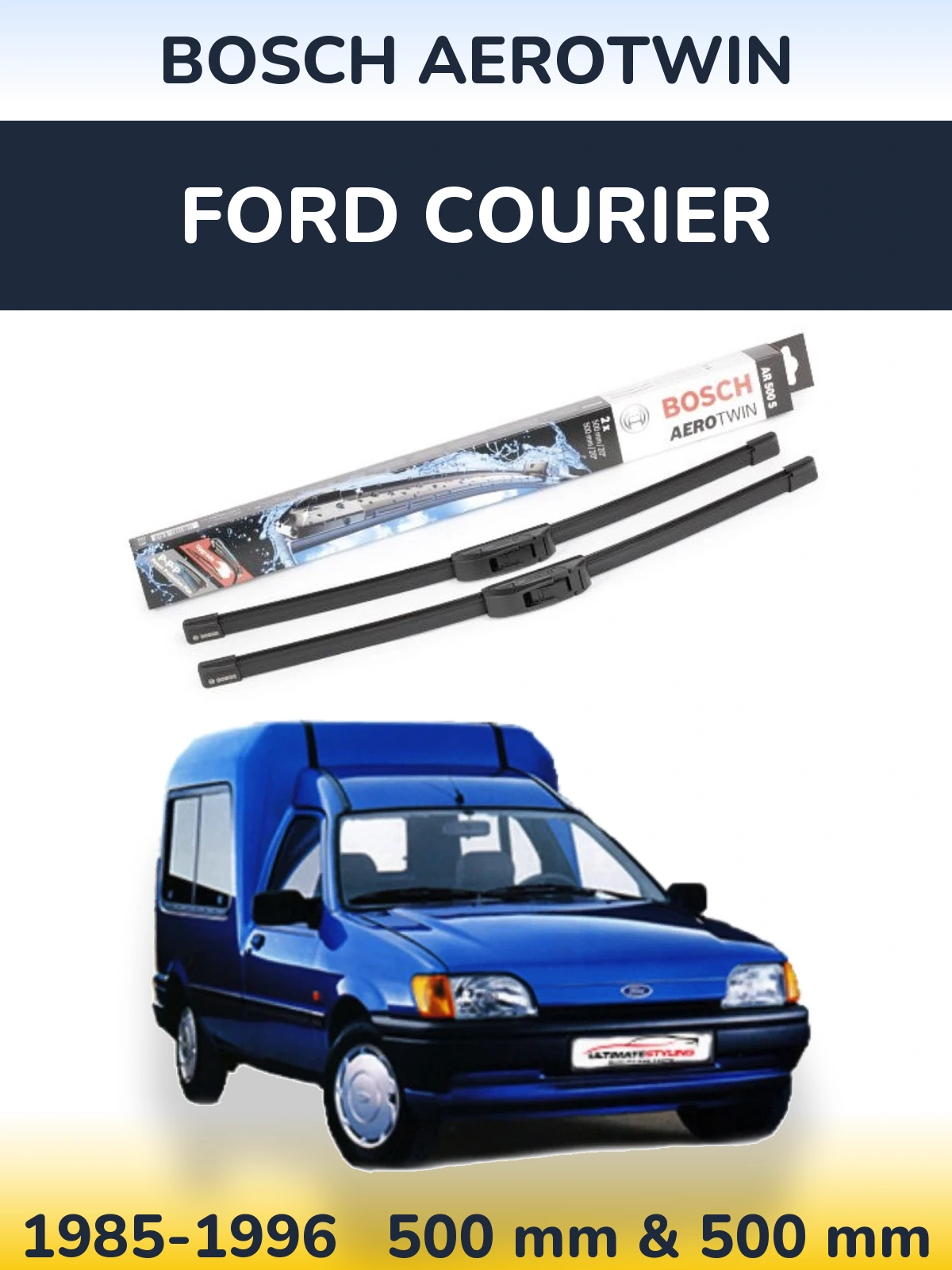 Комплект передних дворников BOSCH AeroTwin 500 & 500 мм для Ford Courier 1985-1996