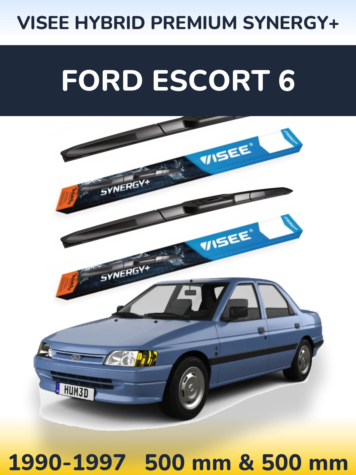 Комплект передних дворников VISEE HYBRID PREMIUM SYNERGY+ 500 & 500 мм для Ford Escort 6 1990-1997