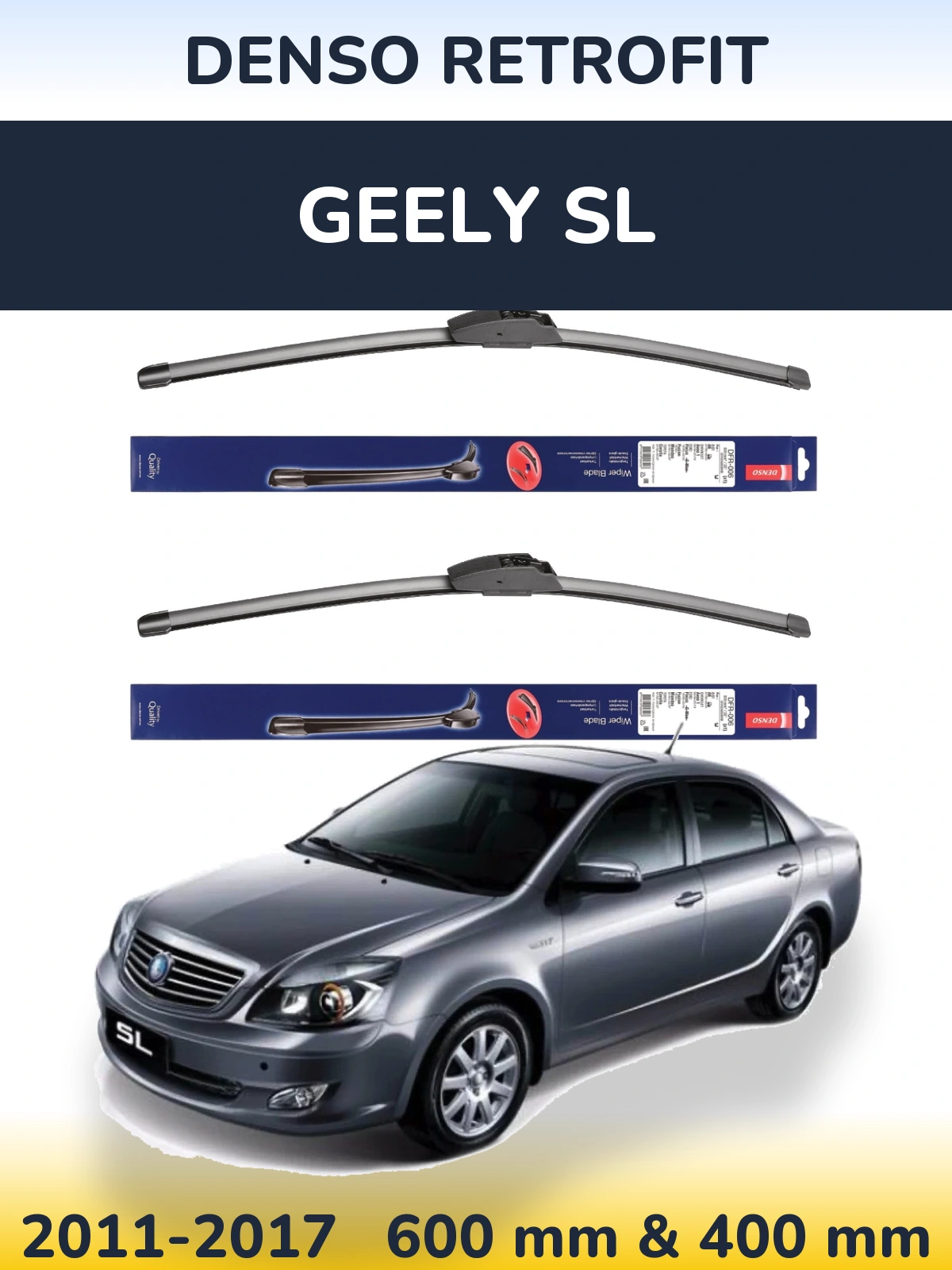 Комплект передних дворников Denso Retrofit 600 & 400 мм для Geely SL 2011-2017