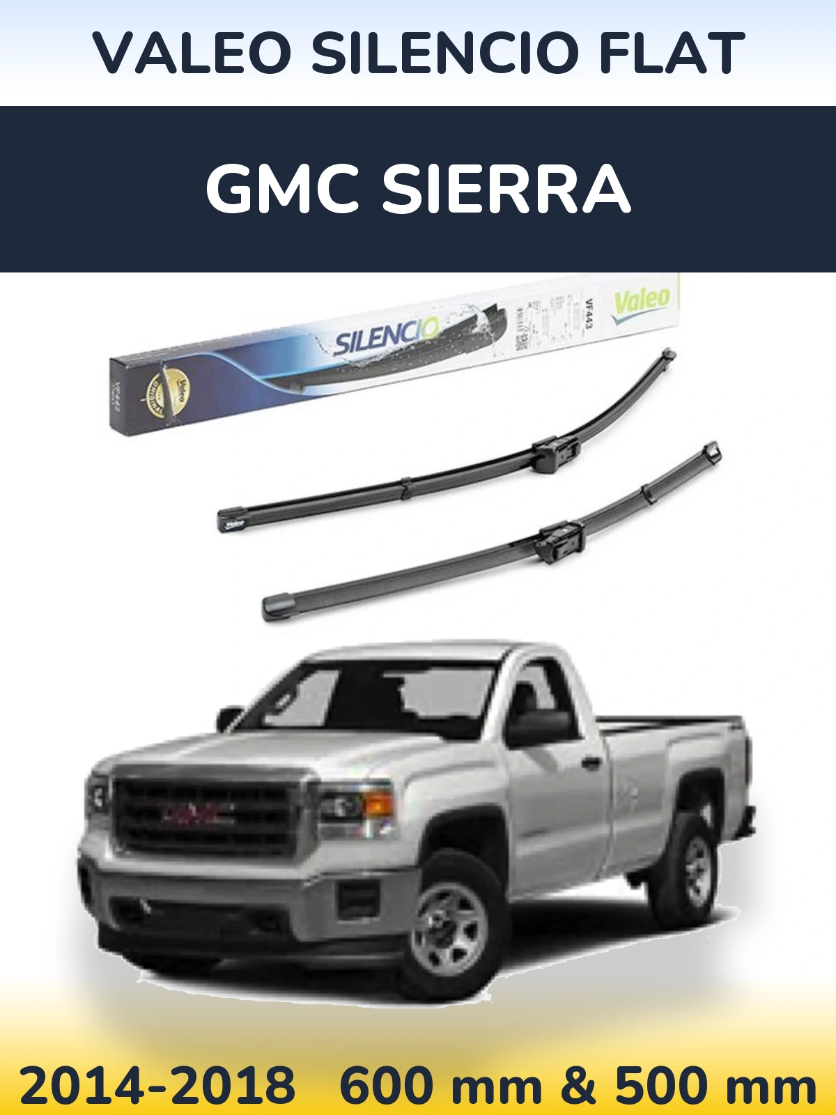 Комплект передних дворников Valeo Silencio Flat 600 & 500 мм для GMC Sierra 2014-2018