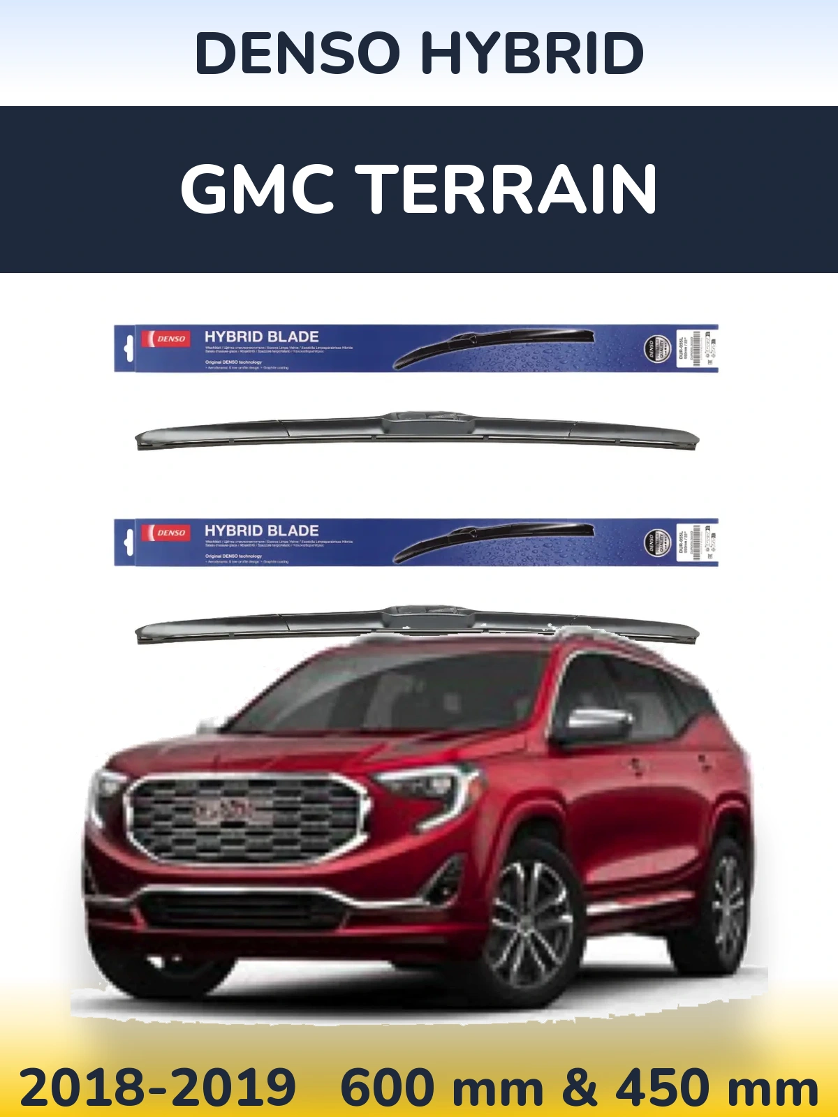 Комплект передних дворников Denso Hybrid 600 & 450 мм для GMC Terrain 2018-2019