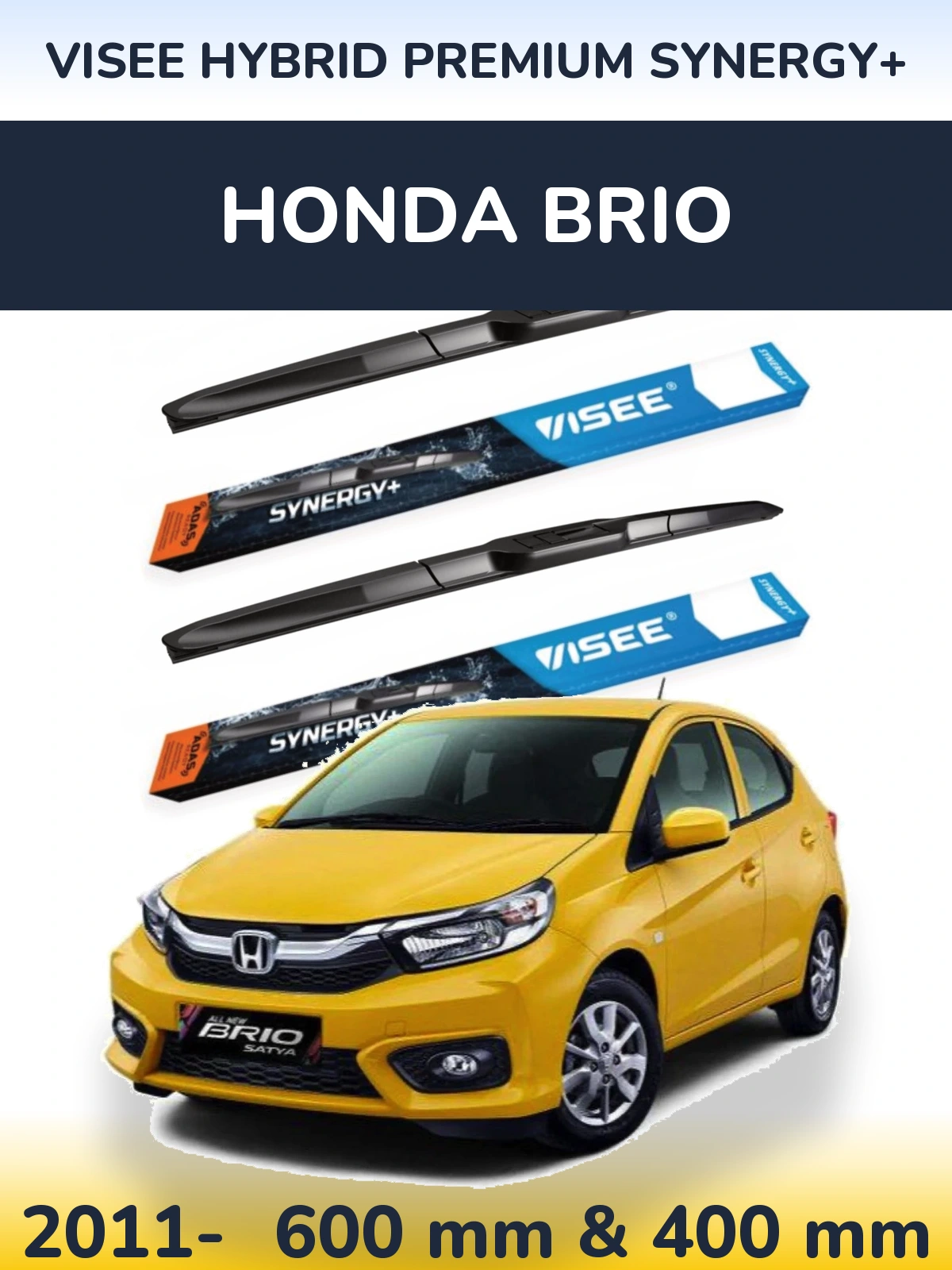 Комплект передніх щіток VISEE HYBRID PREMIUM SYNERGY+ 600 & 400 мм для Honda Brio 2011-2026
