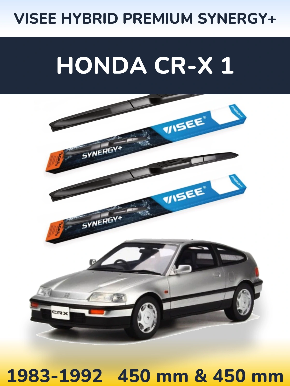 Комплект передних дворников VISEE HYBRID PREMIUM SYNERGY+ 450 & 450 мм для Honda CR-X 1 1983-1992