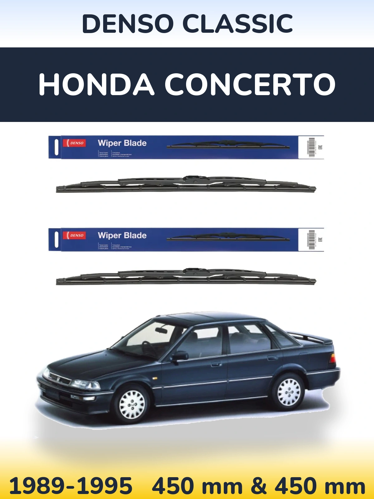 Комплект передних дворников Denso Classic 450 & 450 мм для Honda Concerto 1989-1995