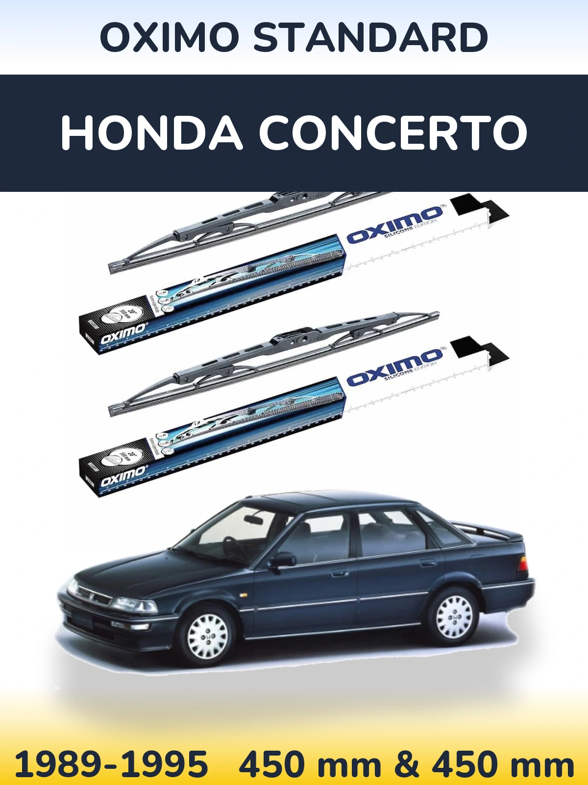 Комплект передних дворников Oximo Standard 450 & 450 мм для Honda Concerto 1989-1995