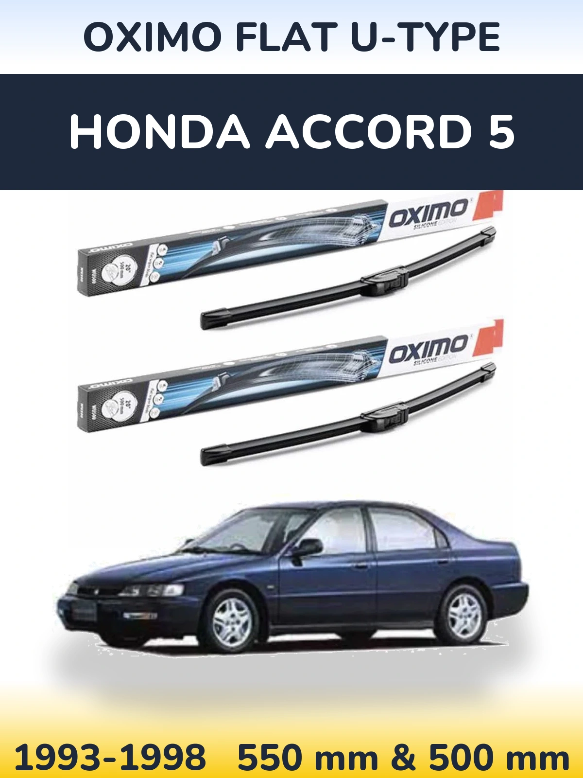 Комплект передних дворников Oximo Flat U-type 550 & 500 мм для Honda Accord 5 1993-1998
