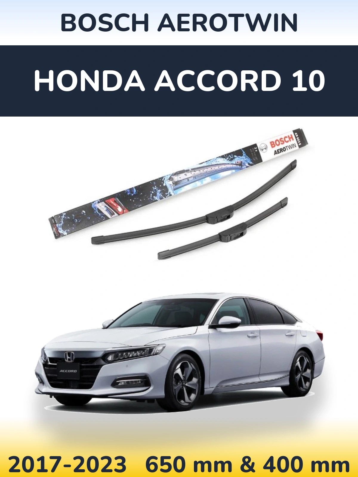 Комплект передніх щіток BOSCH AeroTwin 650 & 400 мм для Honda Accord 10 2017-2023