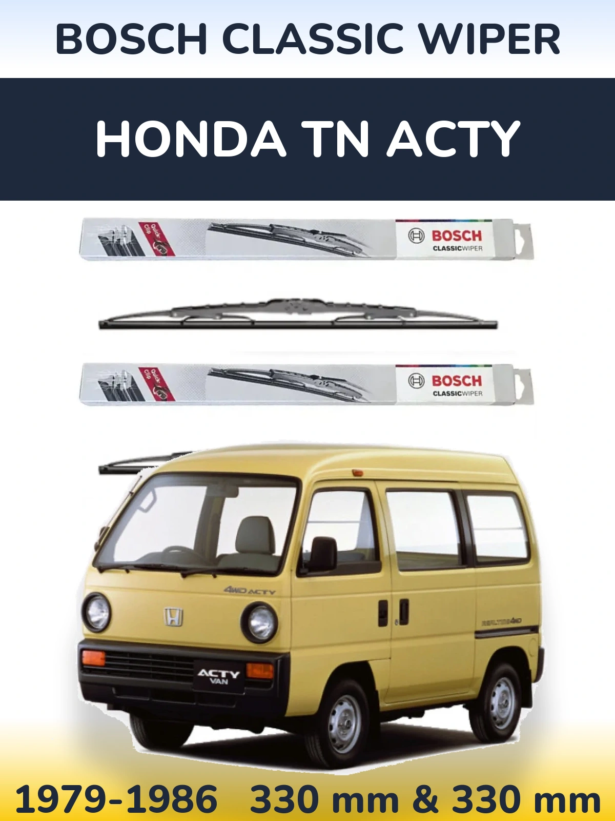 Комплект передних дворников BOSCH Classic Wiper 340 & 340 мм для Honda TN Acty 1979-1986