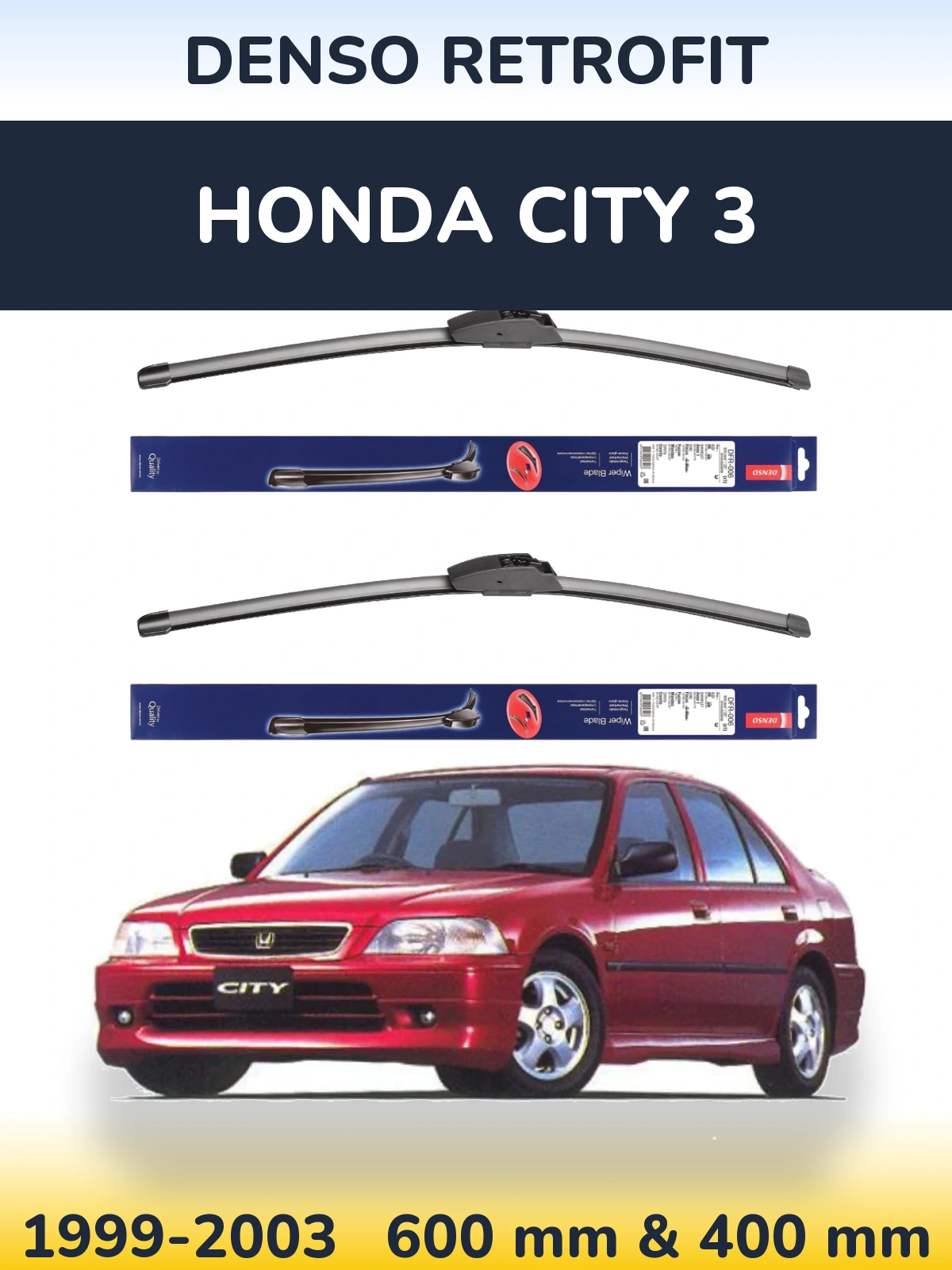 Комплект передних дворников Denso Retrofit 600 & 400 мм для Honda City 3 1999-2003