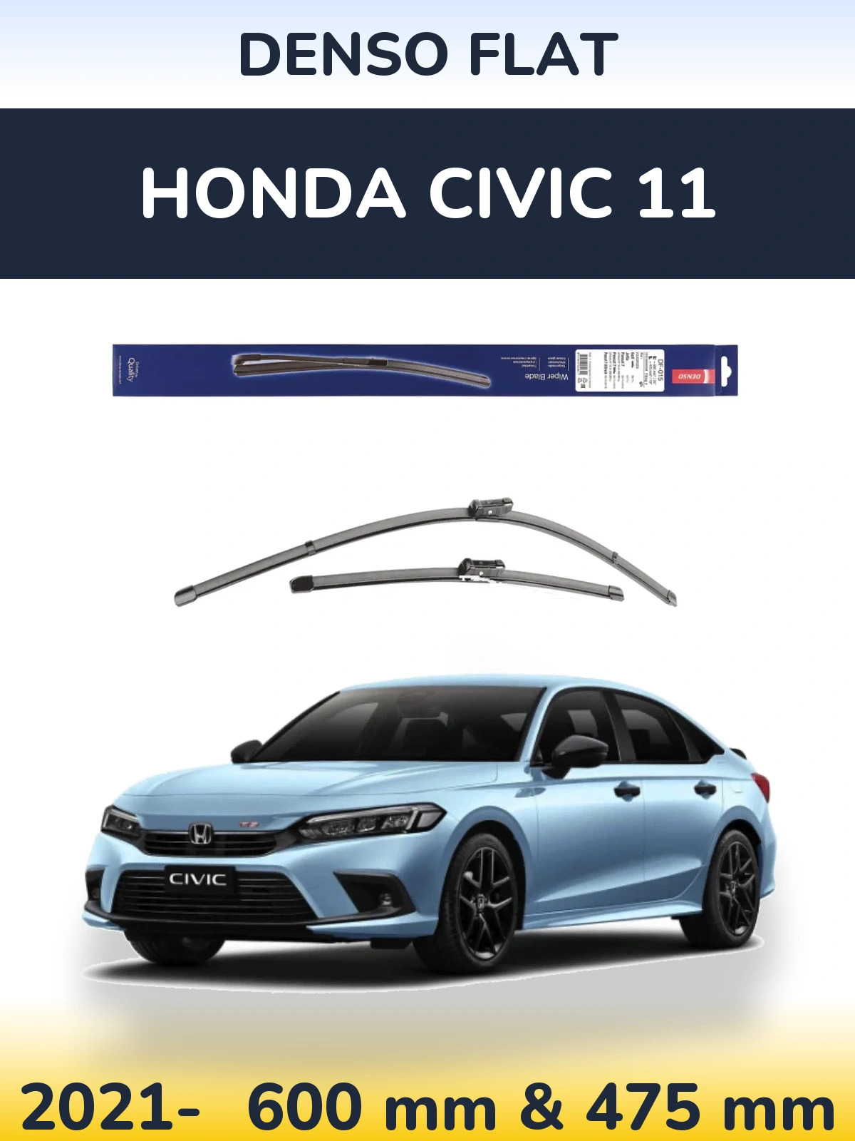 Комплект передних дворников Denso Flat 600 & 475 мм для Honda Civic 11 2021-2026