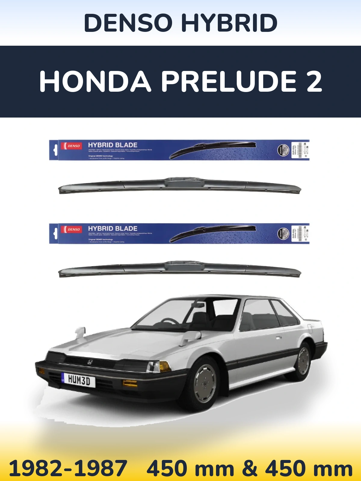 Комплект передніх щіток Denso Hybrid 450 & 450 мм для Honda Prelude 2 1982-1987