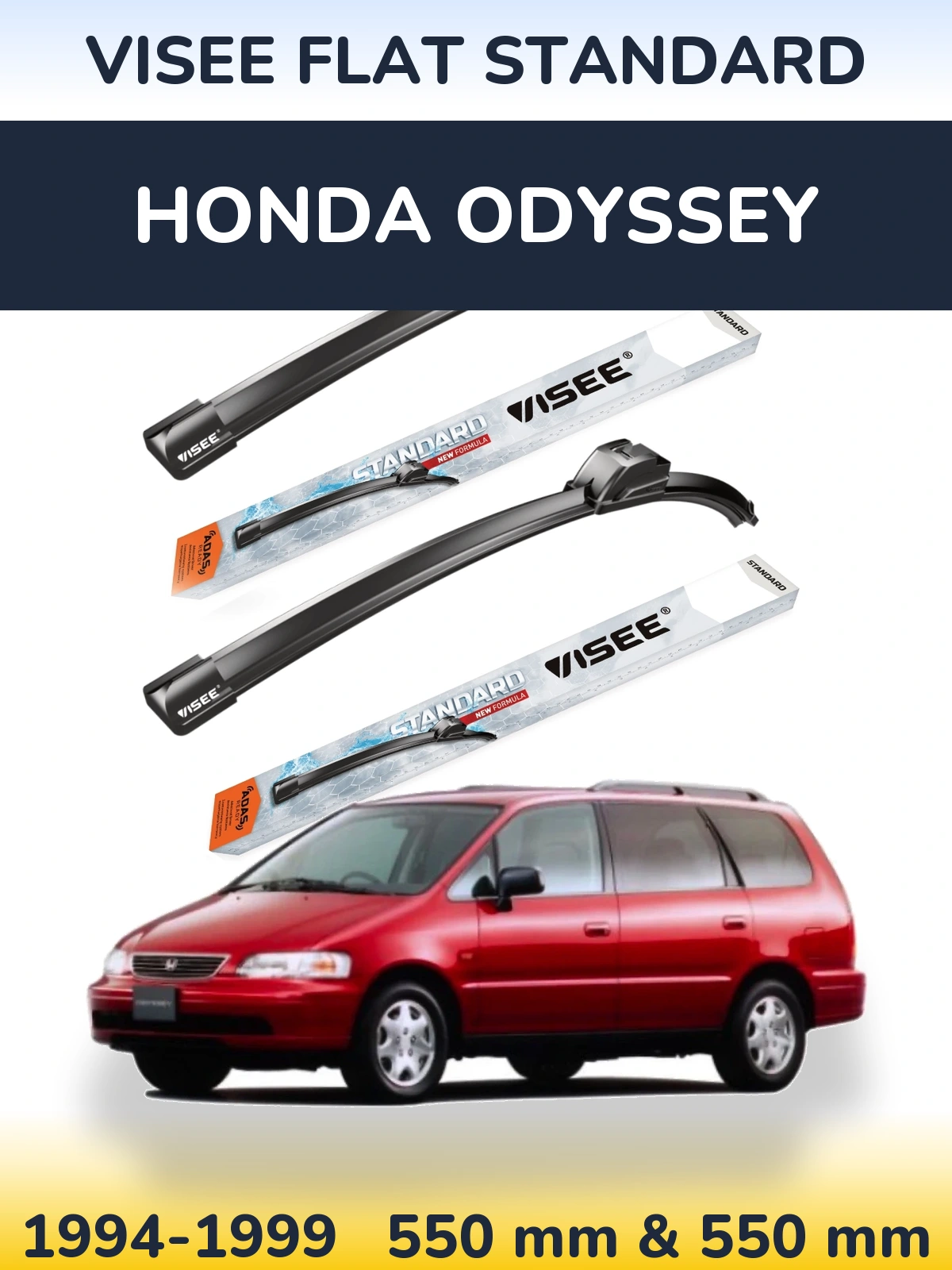 Комплект передних дворников VISEE FLAT STANDARD 550 & 550 мм для Honda Odyssey 1994-1999