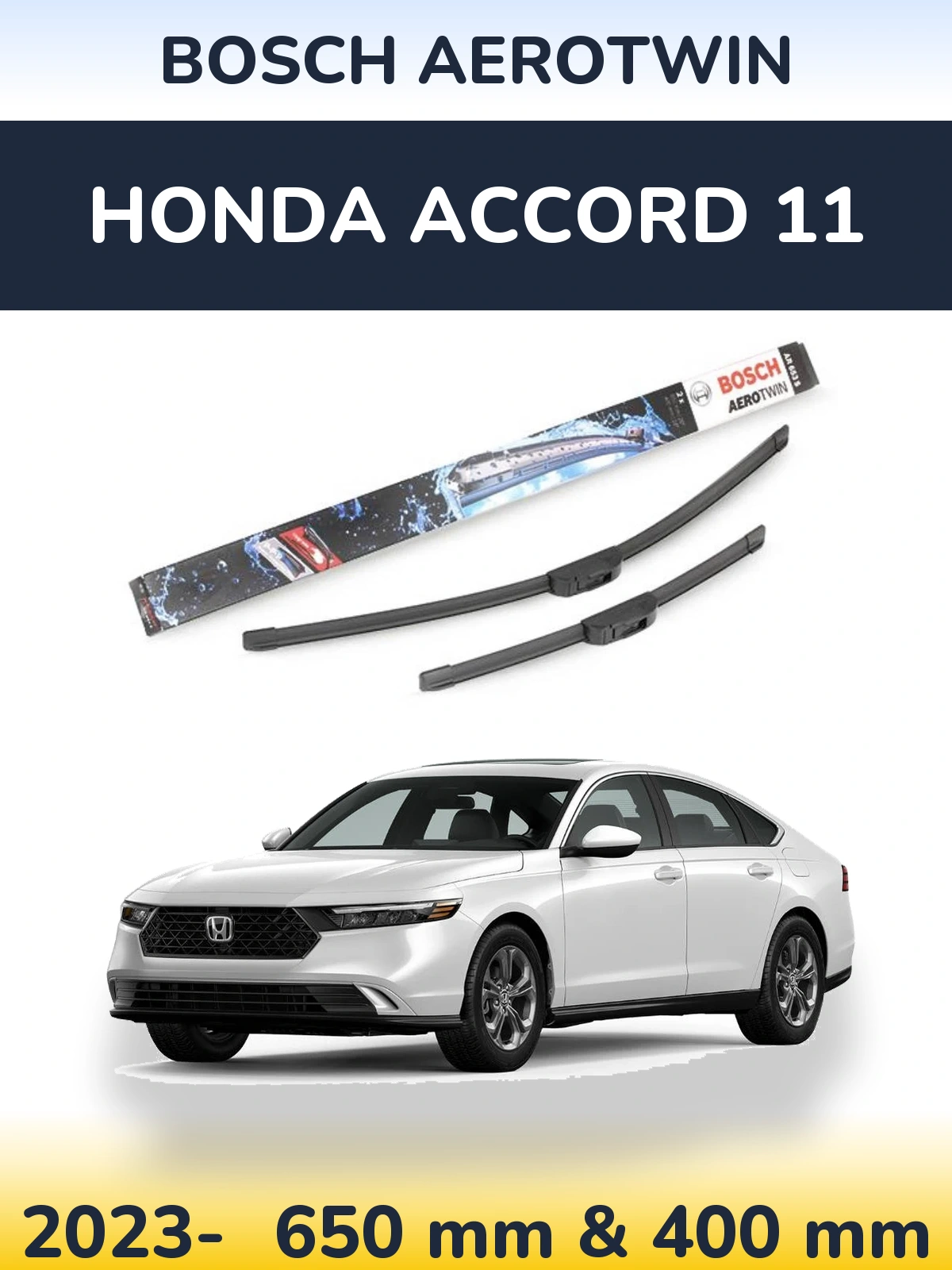 Комплект передніх щіток BOSCH AeroTwin 650 & 400 мм для Honda Accord 11 2023-2026