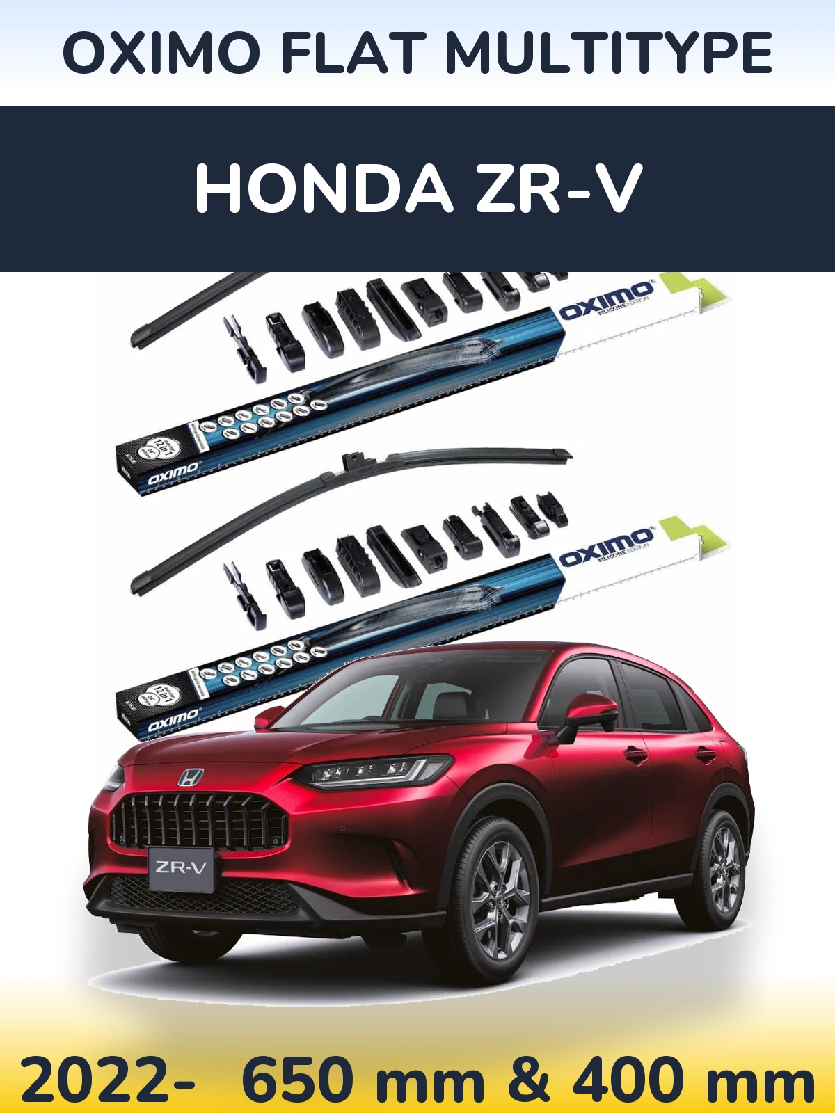 Front wiper blade set Oximo Flat MultiTüüpe 650 & 400 mm for Honda ZR-V 2022-2026