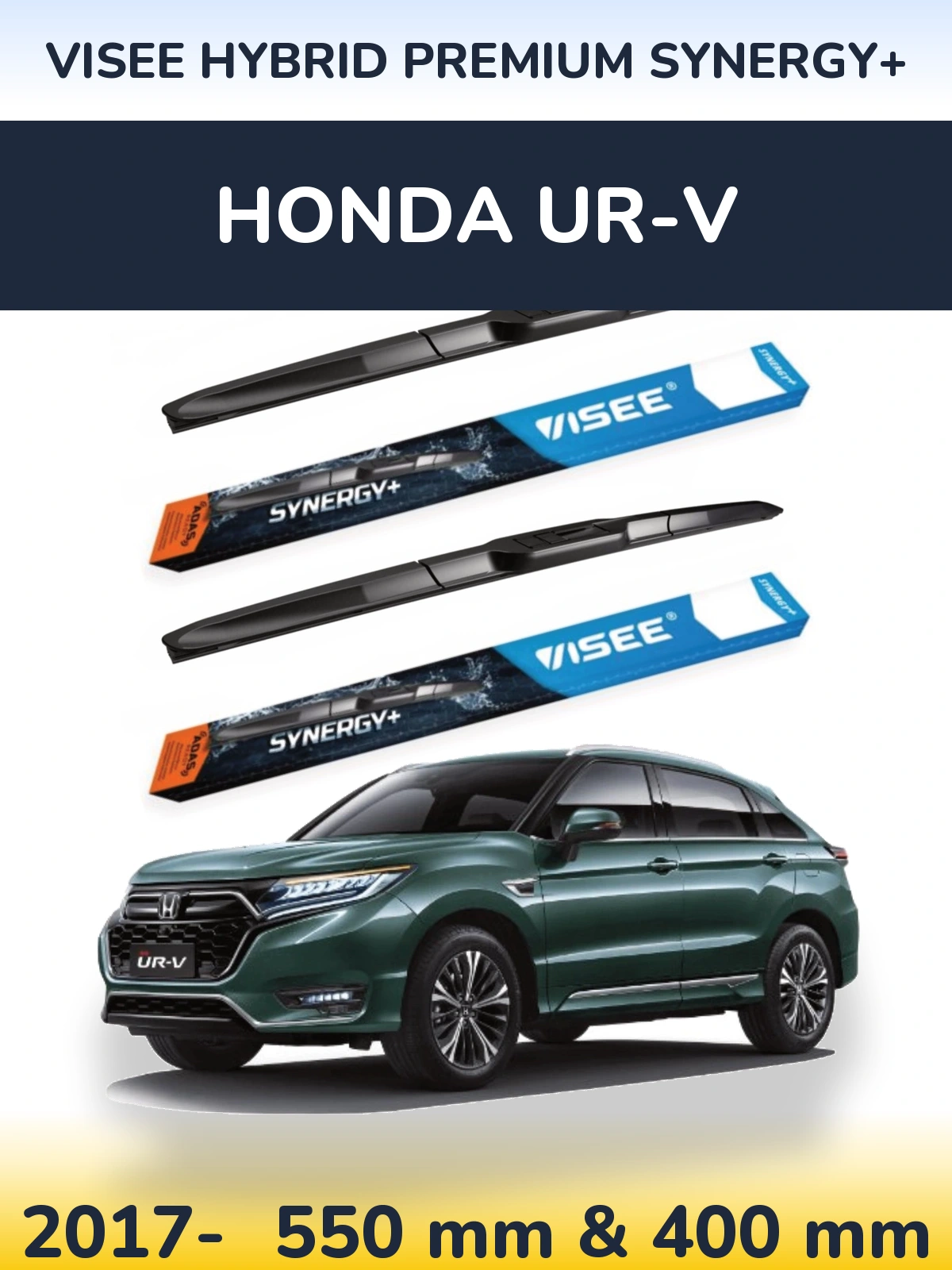 Комплект передних дворников VISEE HYBRID PREMIUM SYNERGY+ 550 & 400 мм для Honda UR-V 2017-2026