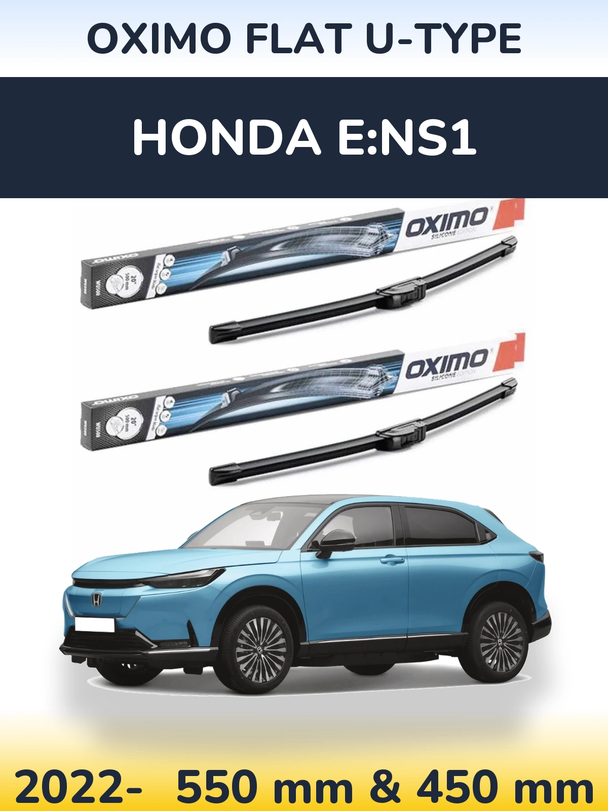 Комплект передніх щіток Oximo Flat U-type 550 & 450 мм для Honda e:NS1 2022-2026