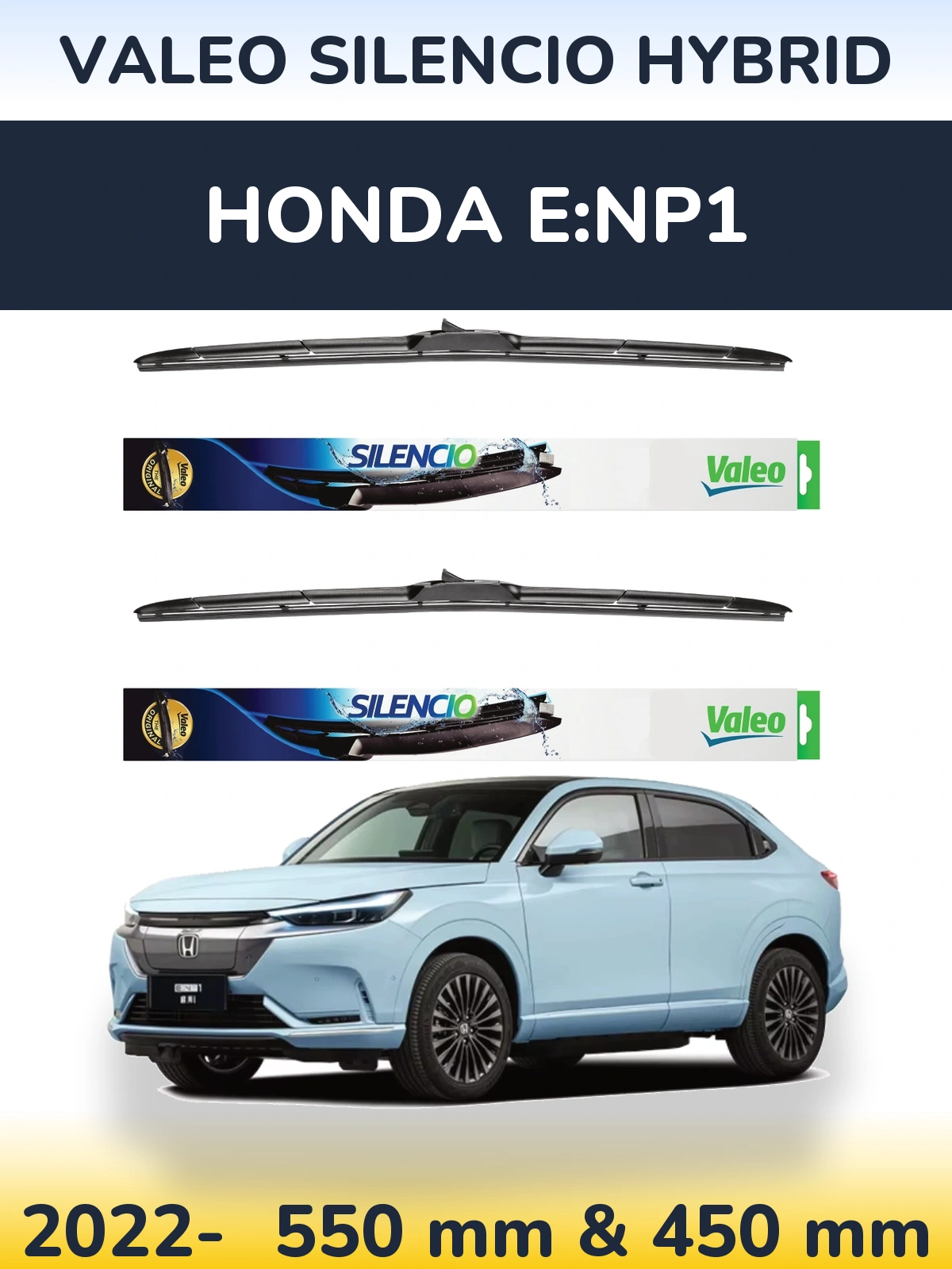 Комплект передних дворников Valeo Silencio Hybrid 550 & 450 мм для Honda e:NP1 2022-2026