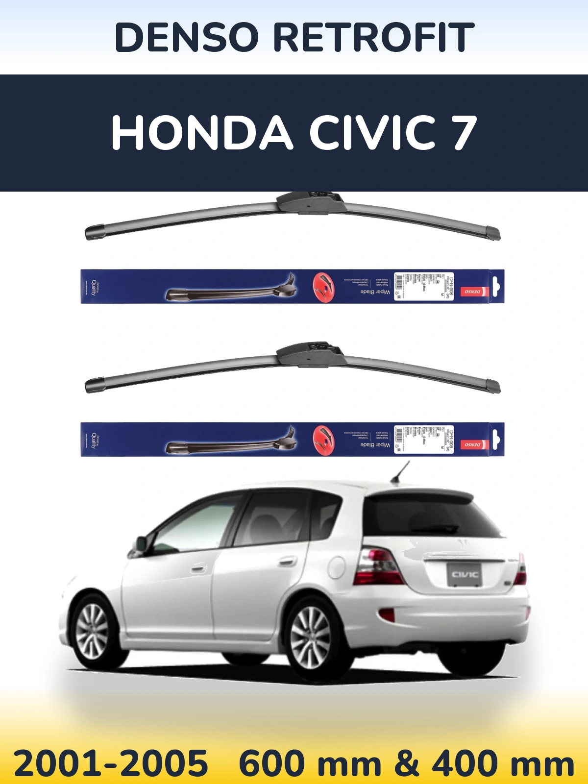 Комплект передних дворников Denso Retrofit 600 & 400 мм для Honda Civic 7 2001-2005