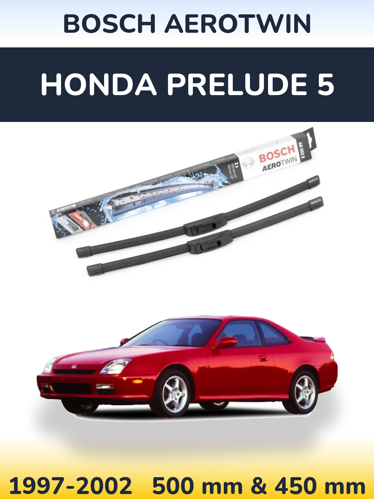 Комплект передніх щіток BOSCH AeroTwin 500 & 450 мм для Honda Prelude 5 1997-2002