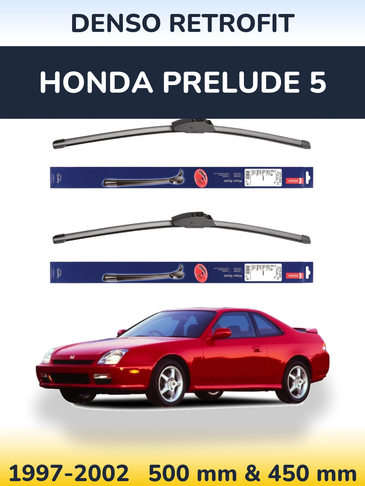 Комплект передніх щіток Denso Retrofit 500 & 450 мм для Honda Prelude 5 1997-2002