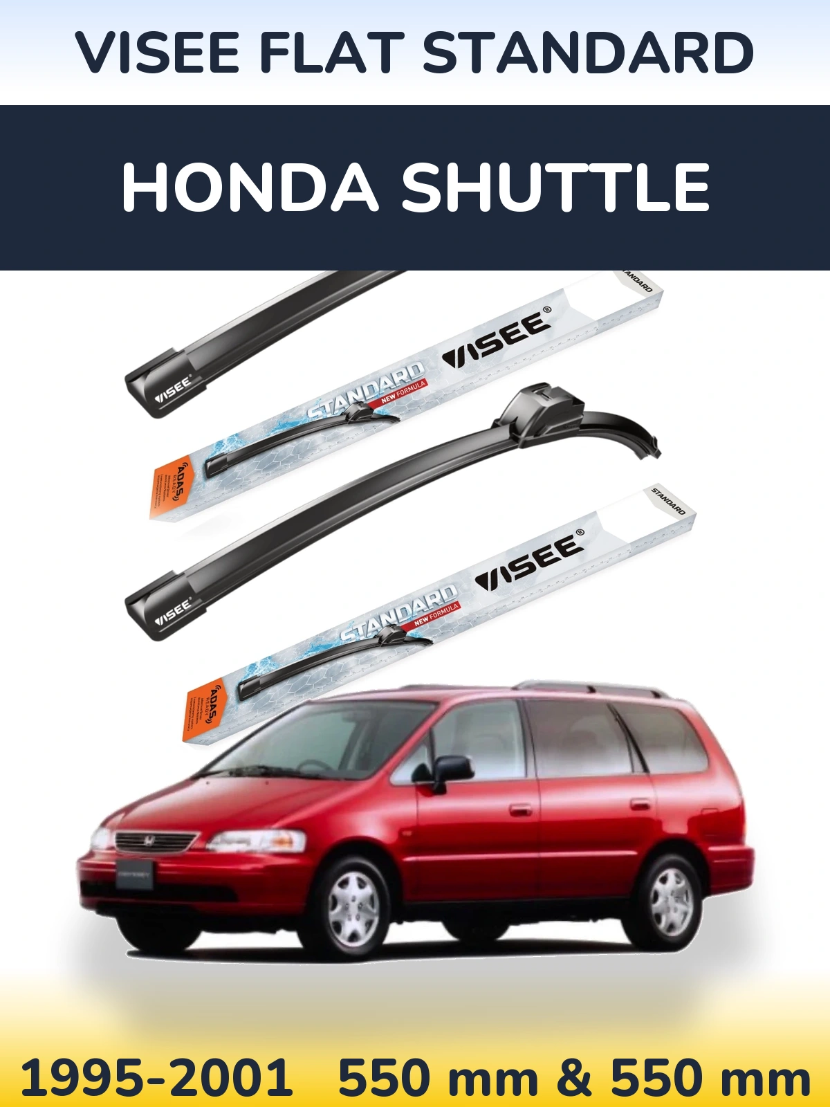 Комплект передних дворников VISEE FLAT STANDARD 550 & 550 мм для Honda Shuttle 1995-2001