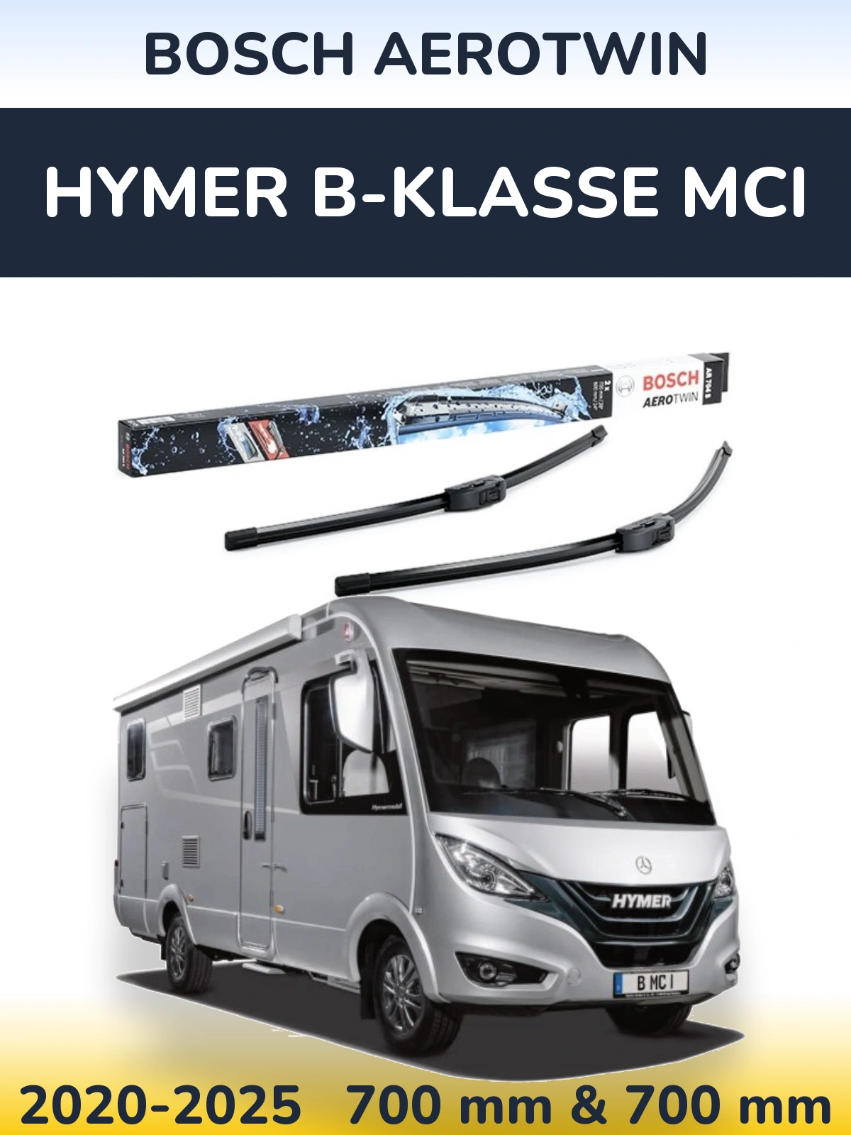 Комплект передних дворников BOSCH AeroTwin 700 & 600 мм для HYMER B-Klasse MCI 2020-2025