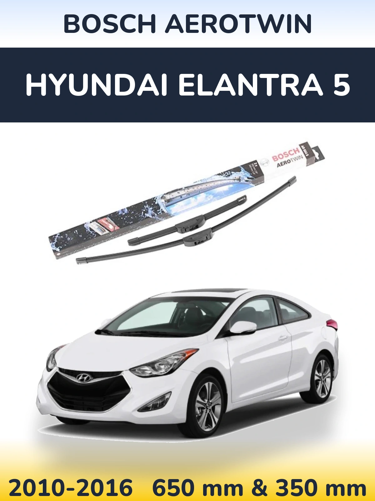 Комплект передніх щіток BOSCH AeroTwin 650 & 350 мм для Hyundai Elantra 5 2010-2016