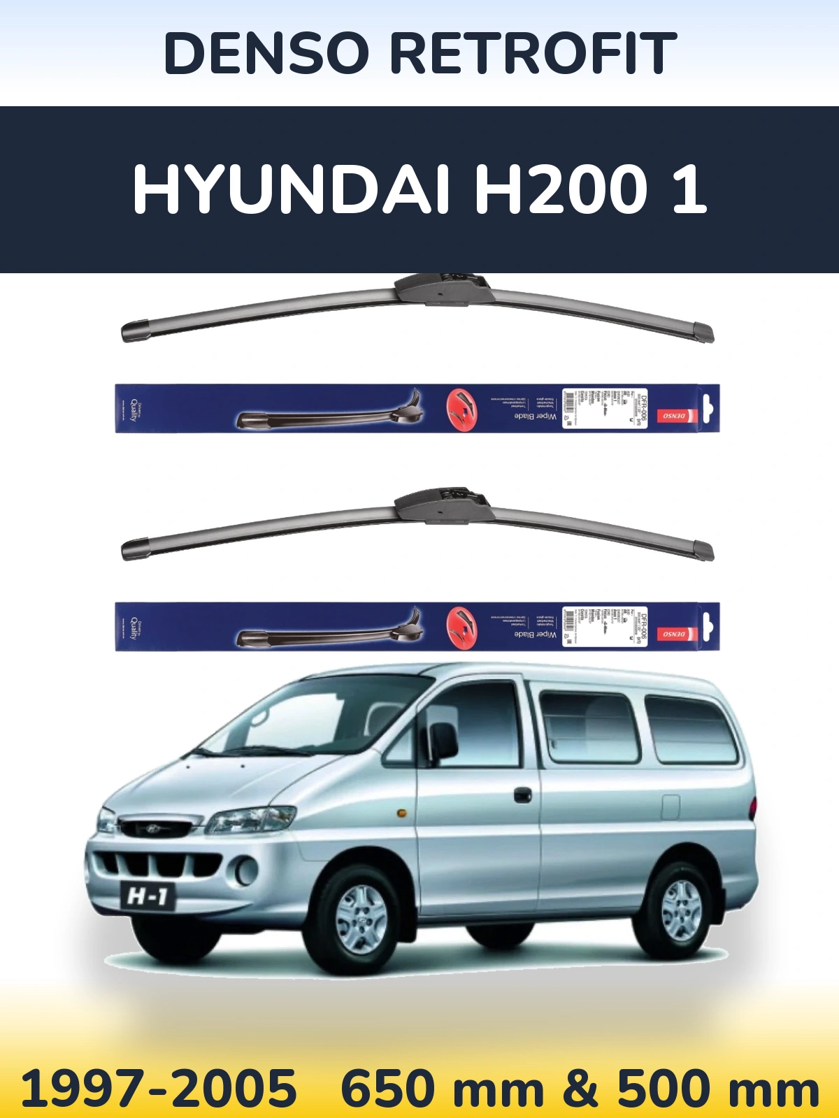 Комплект передних дворников Denso Retrofit 650 & 500 мм для Hyundai H200 1 1997-2005