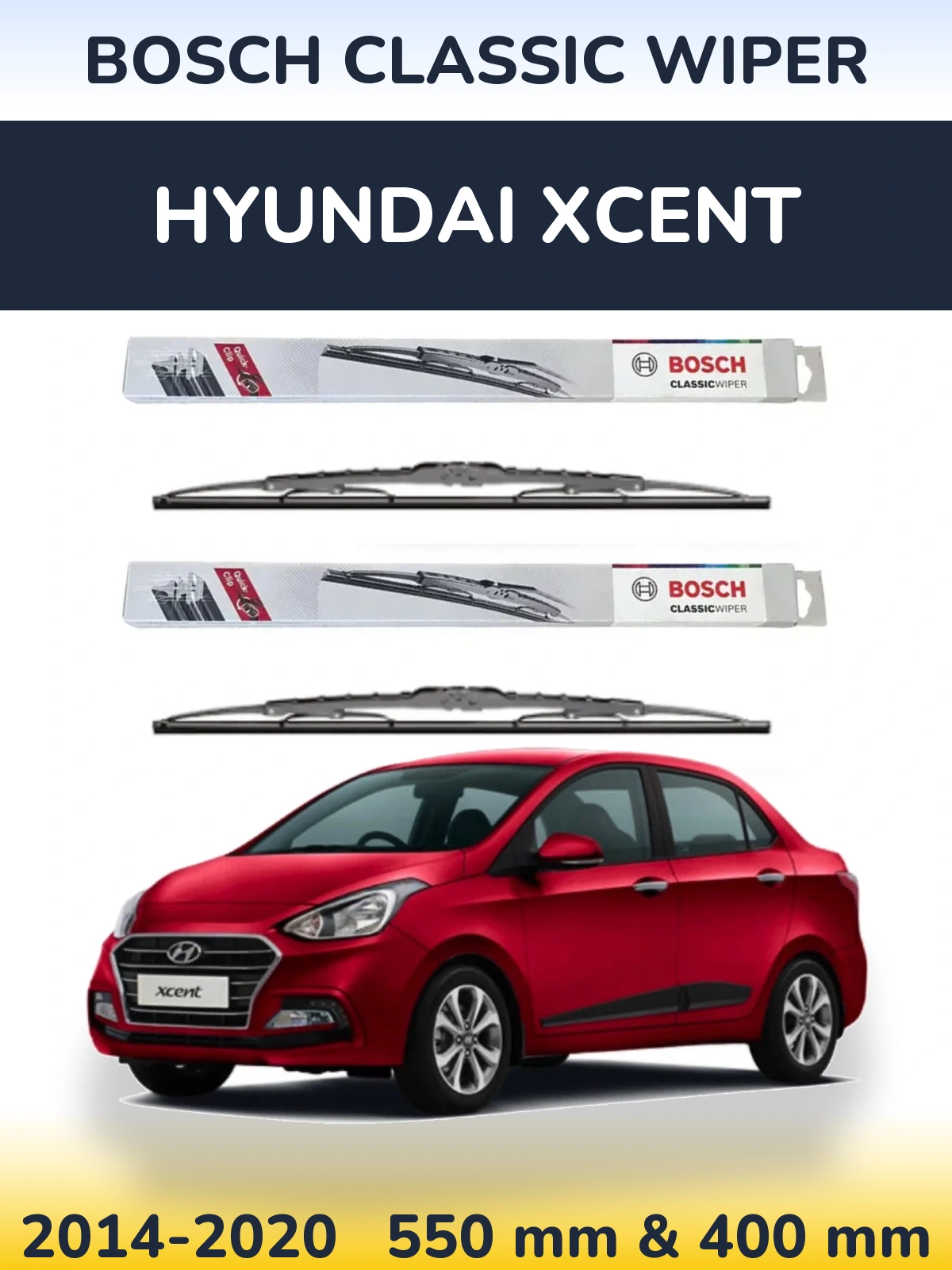 Комплект передних дворников BOSCH Classic Wiper 550 & 400 мм для Hyundai Xcent 2014-2020