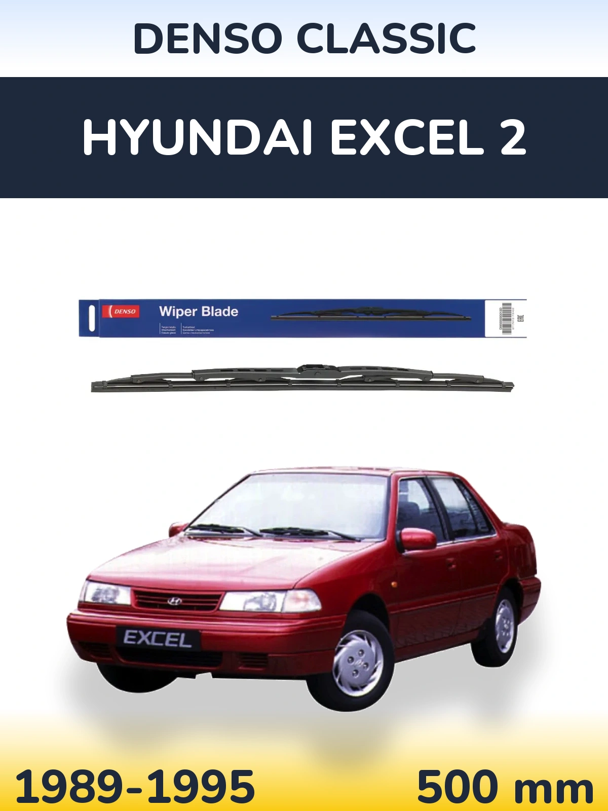 Rear wiper blade Denso Classic 500 mm for Hyundai Excel 2 1989-1995
