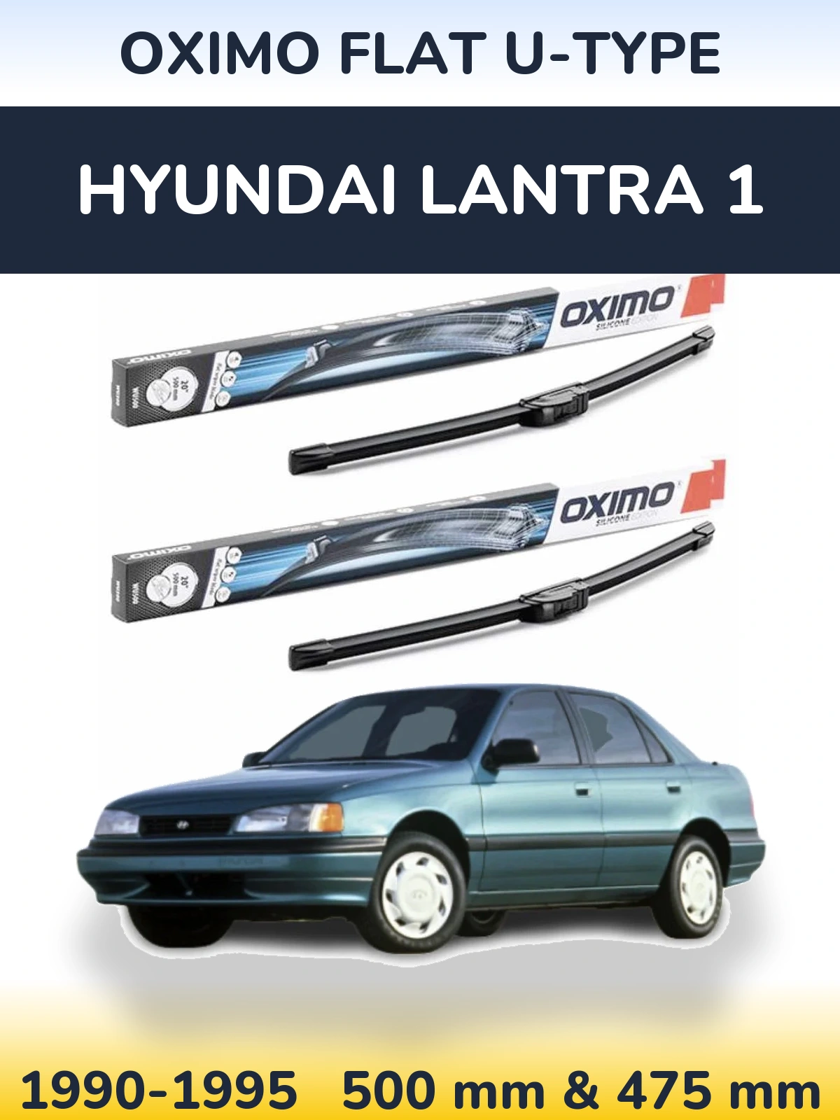 Комплект передних дворников Oximo Flat U-type 500 & 475 мм для Hyundai Lantra 1 1990-1995