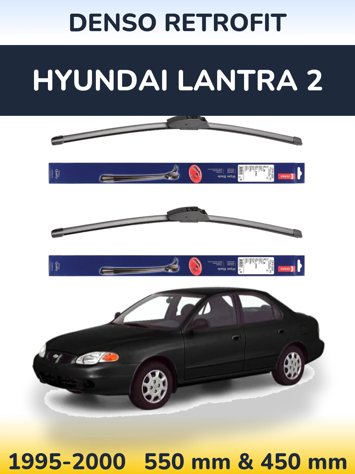 Комплект передних дворников Denso Retrofit 550 & 450 мм для Hyundai Lantra 2 1995-2000